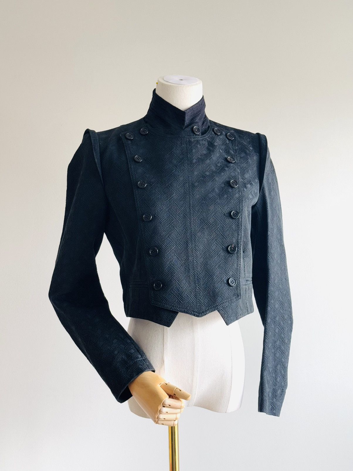 Ann Demeulemeester 2011 Ann Demeulemeester black jacquard blazer w/ placket Size XS / US 0-2 / IT 36-38 - 2 Thumbnail