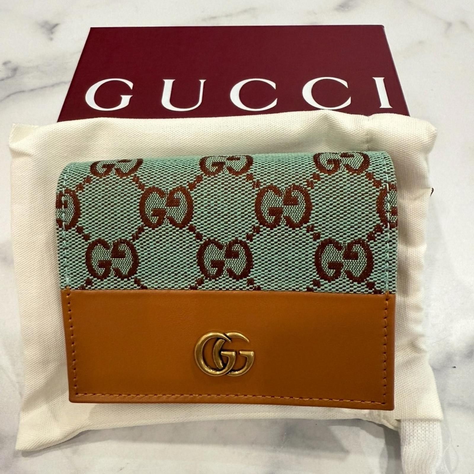 Gucci Gucci Green and Brown GG Canvas wallet Size ONE SIZE - 3 Thumbnail
