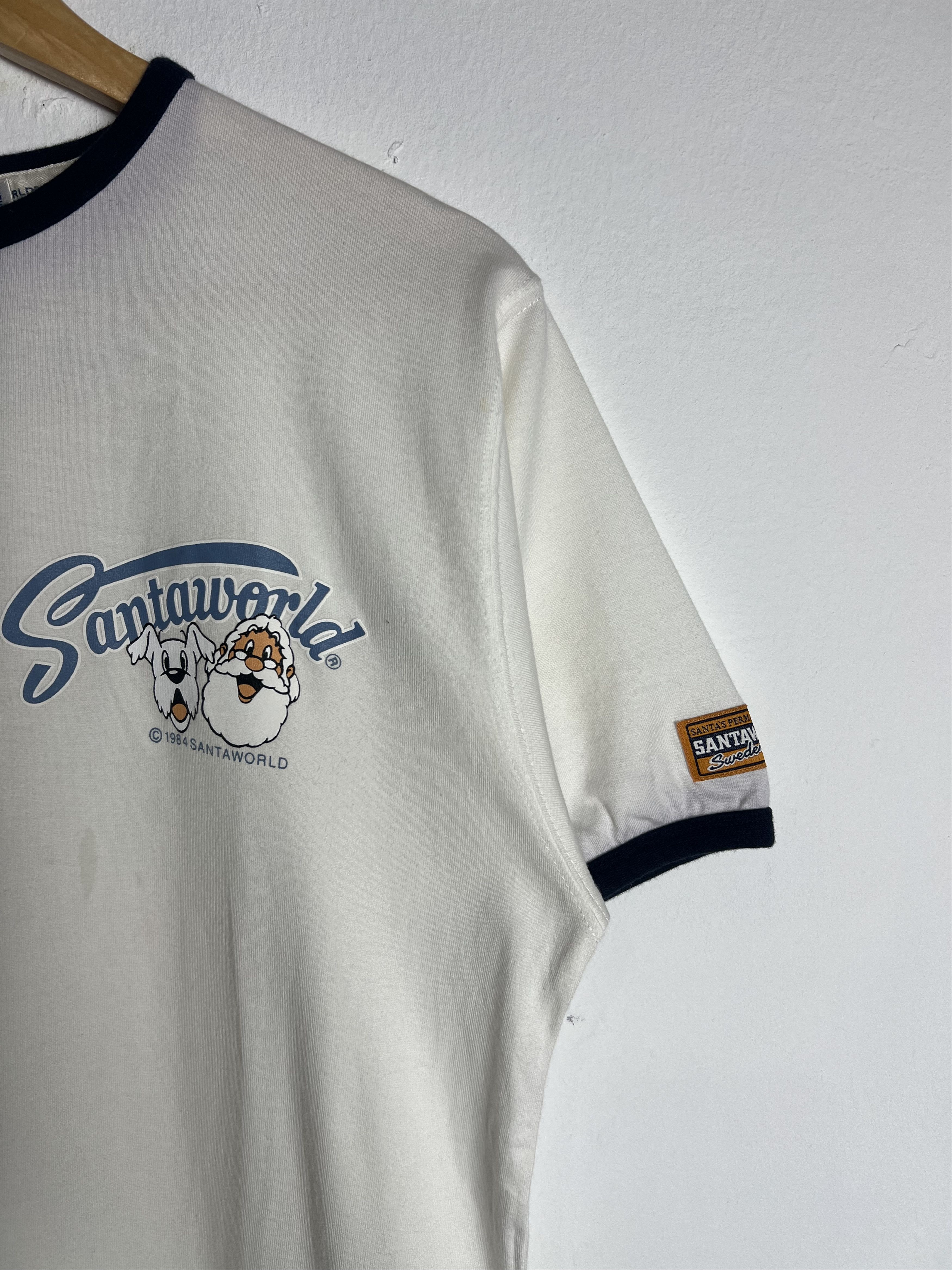 Vintage Santa World Ringer White Tee Size US M / EU 48-50 / 2 - 5 Thumbnail