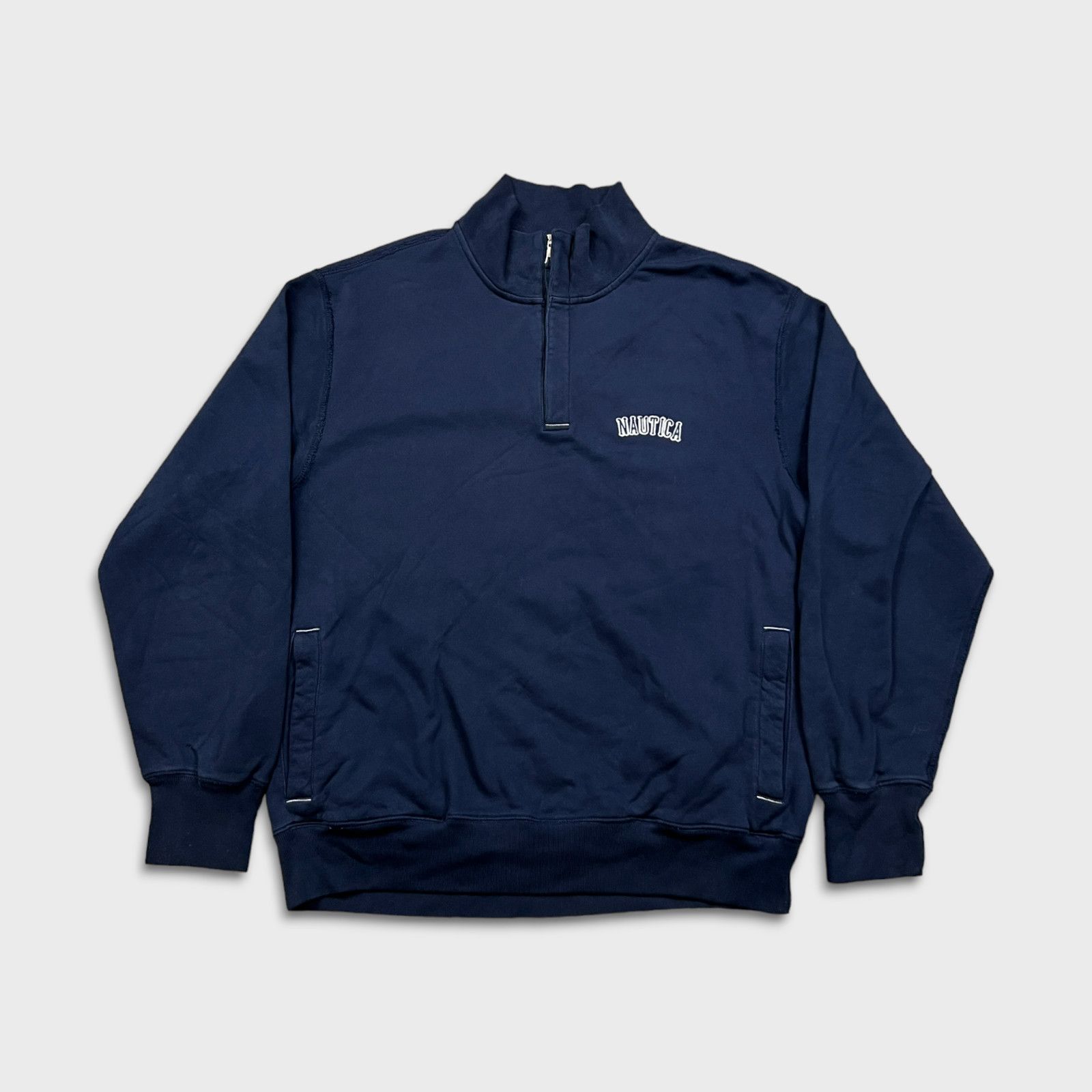 Nautica × Vintage Nautica Sweatshirt Large 1/4 Zip Spell Out Pullover Jacket Size US L / EU 52-54 / 3 - 1 Thumbnail