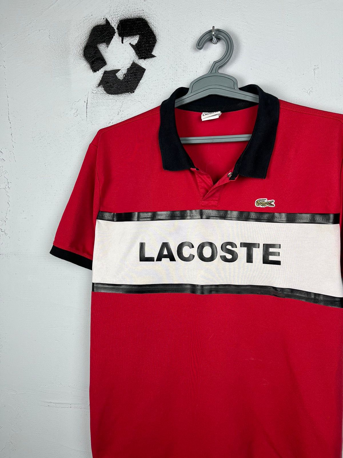Pre-owned Lacoste X Vintage Lacoste Spelout Logo Polos Shirt In Red