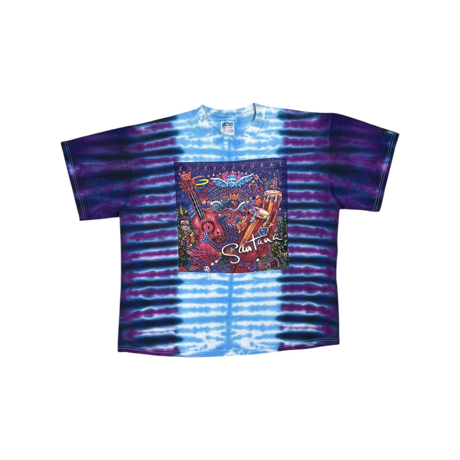 Band Tees × Gildan × Vintage Vintage 2000 Santana Supernatural album tie dye band tee (L) Size US XL / EU 56 / 4 - 1 Thumbnail