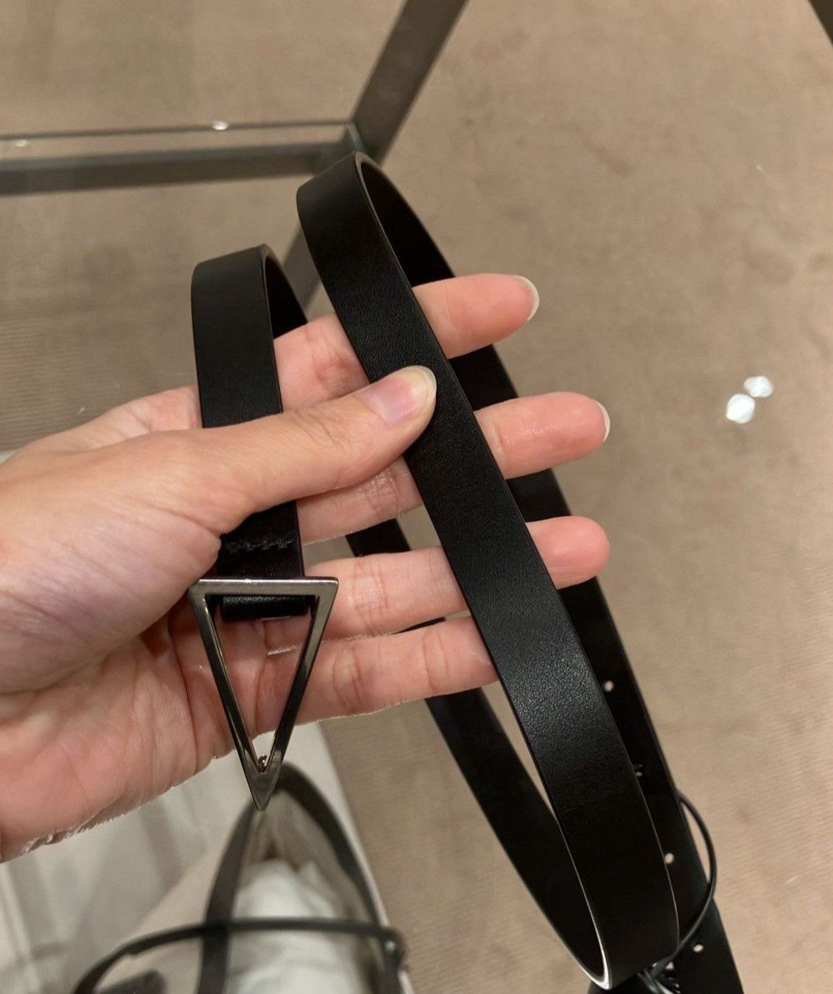 Bottega Veneta o1bcso1str0824 Size : 90 / Triangle Belt in Black Size 34 - 2 Thumbnail