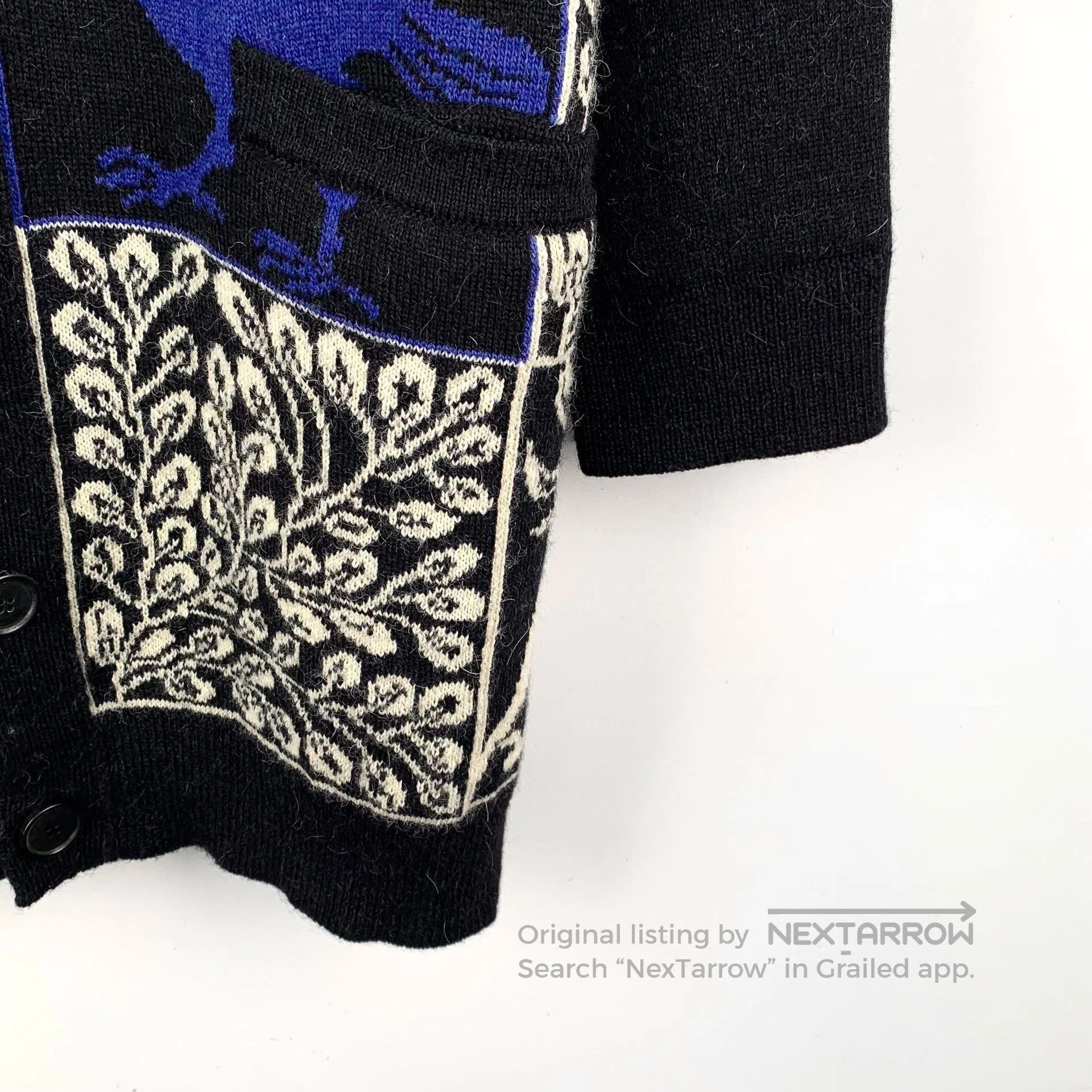 Loewe Loewe Black Floral Duck Intarsia Wool Cardigan. Size S / US 4 / IT 40 - 4 Thumbnail