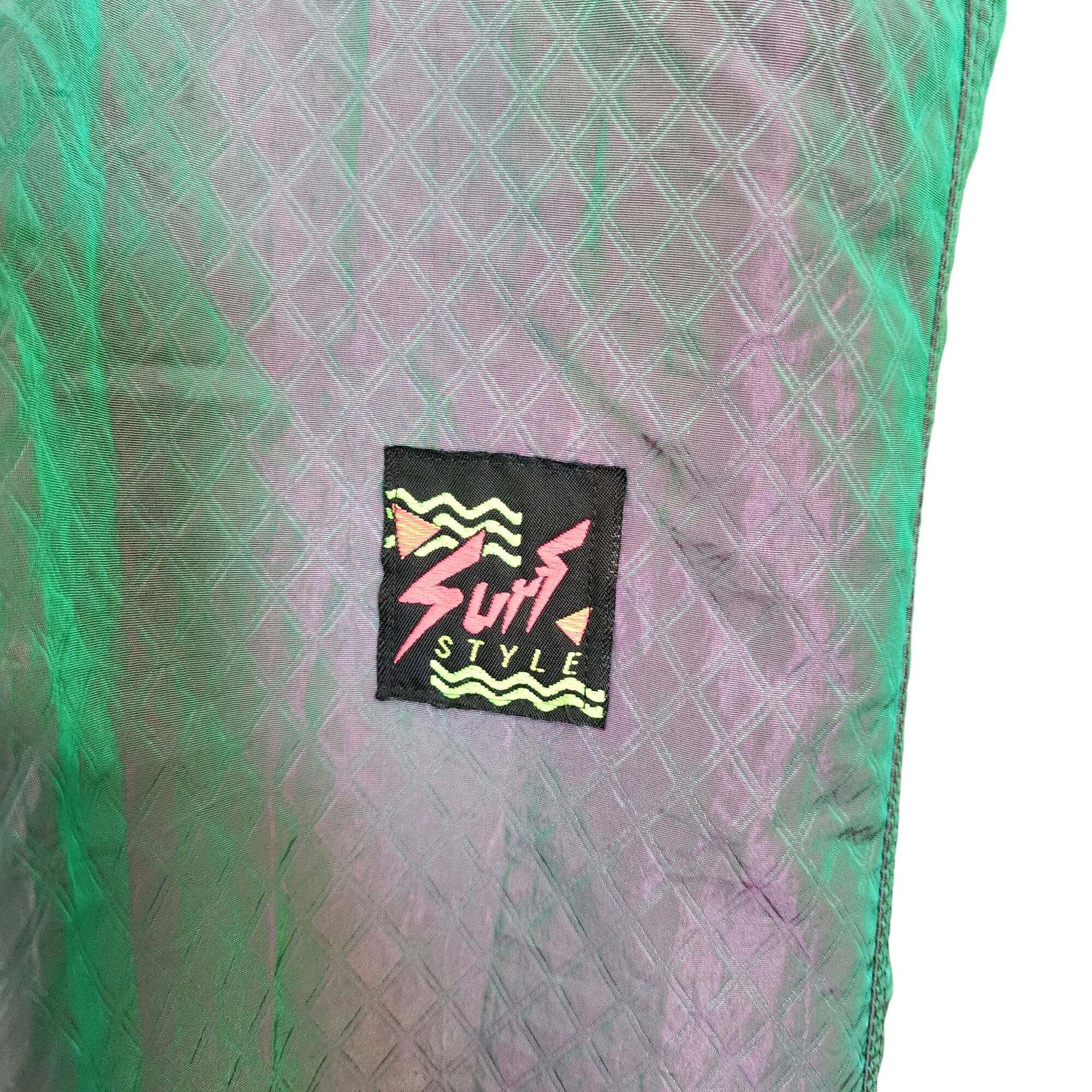 Other Vintage Surf Style Windbreaker Pants X-Large Green & Purple Size US 40 / EU 56 - 3 Thumbnail