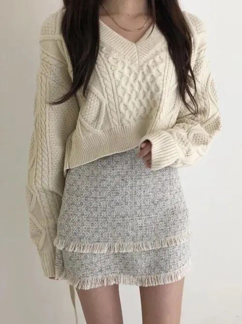 image of Vintage Houzhou Japanese Sweet Lace Up Knit Sweater in White, Women's