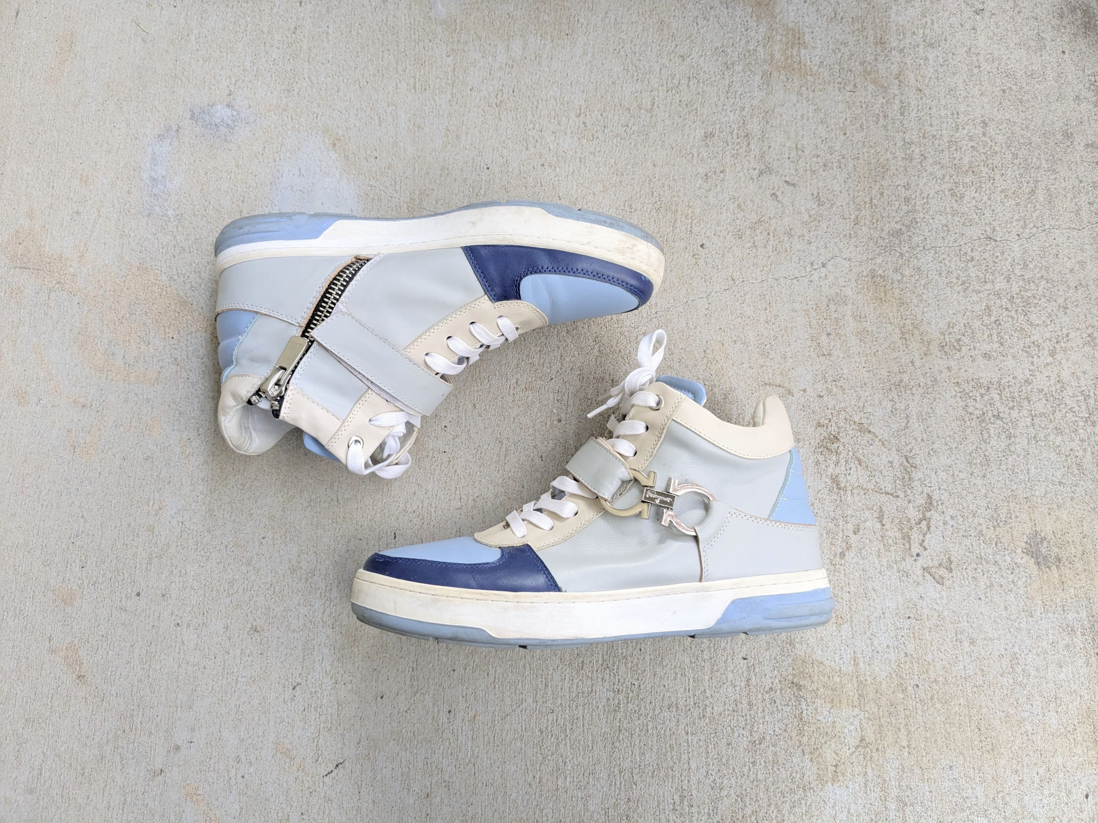 Salvatore Ferragamo Salvatore Ferragamo Nayon Sneakers Blue 8 41 Leather Size US 8 / EU 41 - 1 Thumbnail
