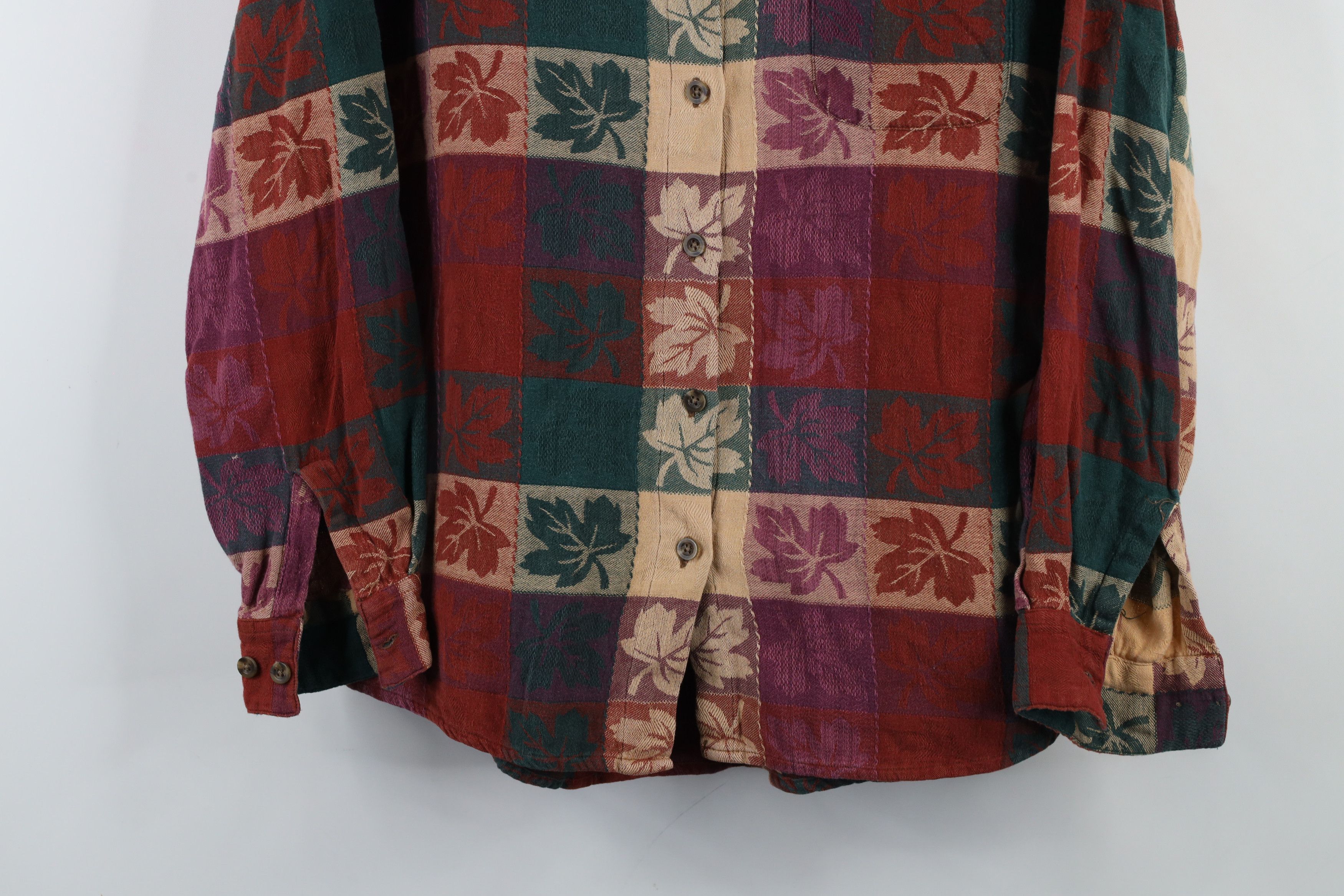 Vintage Vintage 90s Streetwear Nature Leaf Patchwork Button Shirt Size L / US 10 / IT 46 - 3 Thumbnail