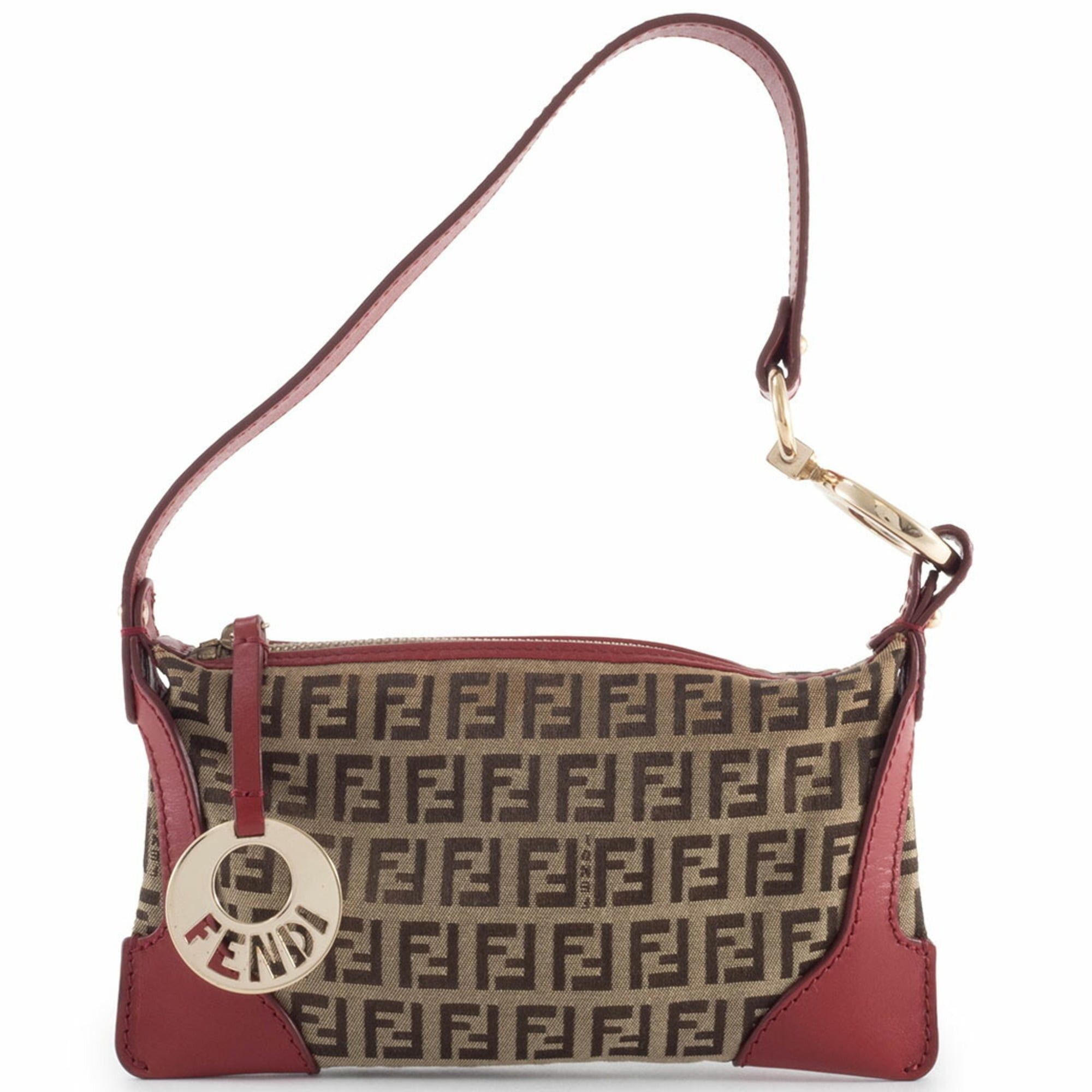 Fendi Zucchino Mini Bag 8BR485 Red Beige Pouch