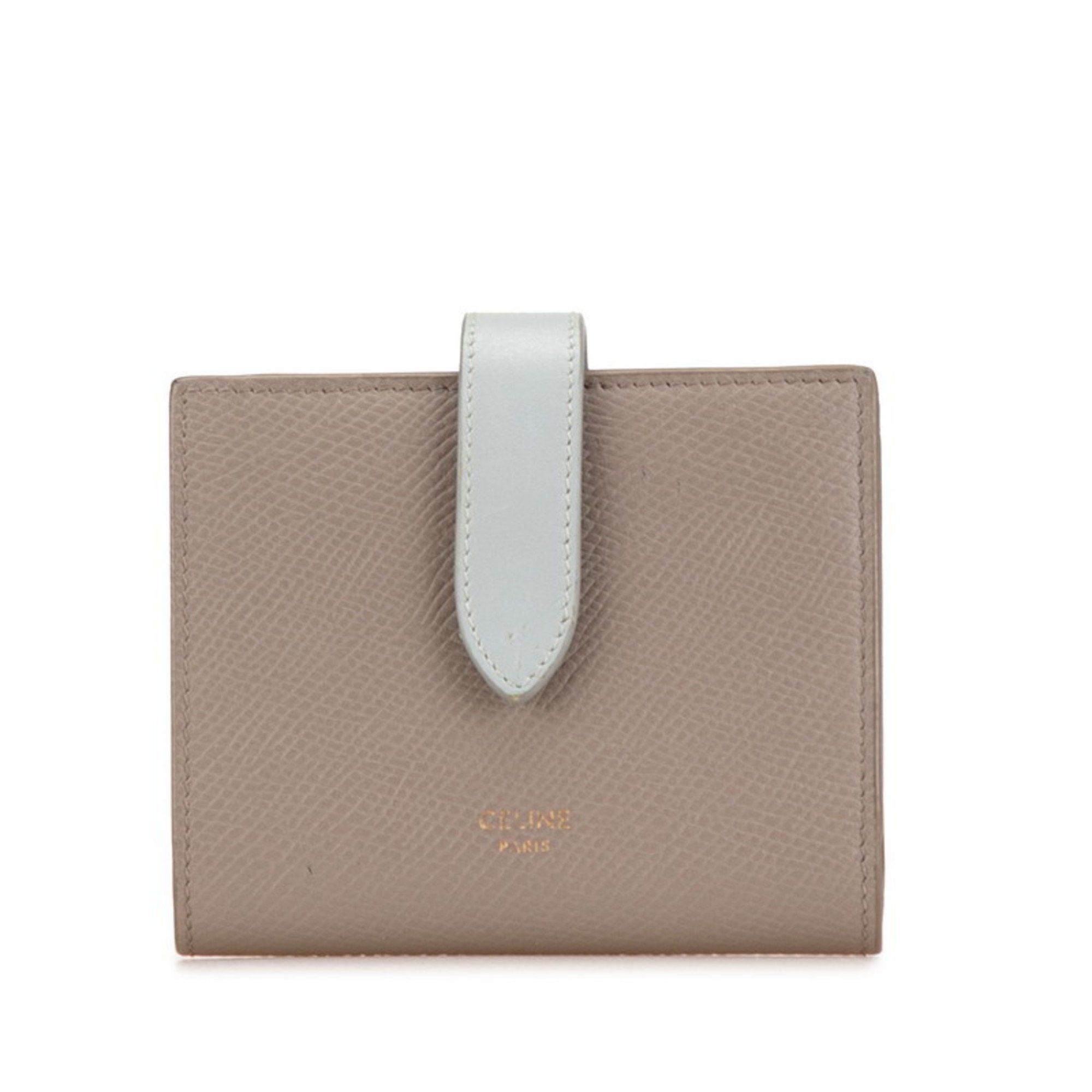 Celine Celine Small Strap Wallet Essential Bi-fold Compact Gray 
