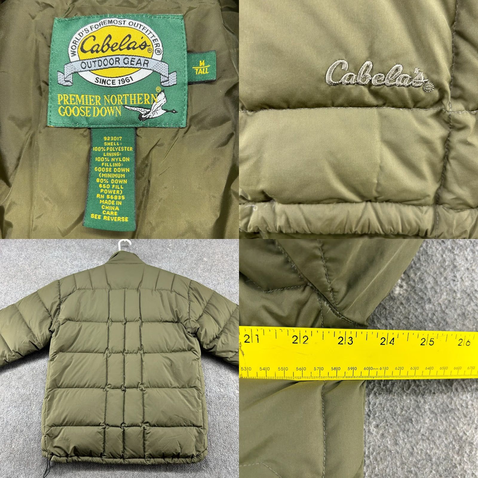 Vintage Cabelas Jacket Mens Medium Tall Green Olive Puffer Goose Down Premier Northern Size US M / EU 48-50 / 2 - 9 Thumbnail