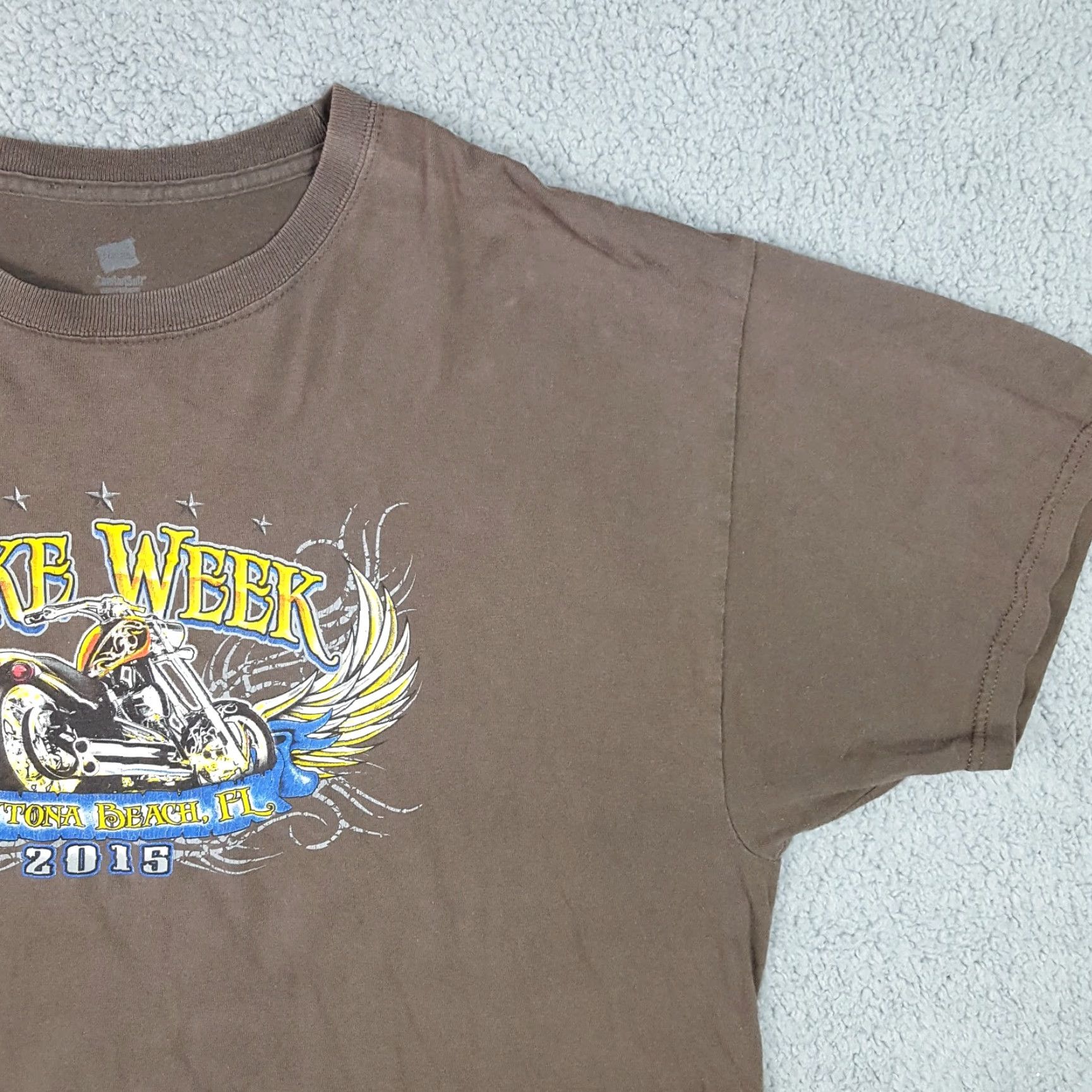 Hanes VINTAGE Hanes Daytona Beach Bike Week 2015 Biker T-Shirt Men's XL Brown Faded Retro Motorcycle Y2K Size US XL / EU 56 / 4 - 3 Thumbnail