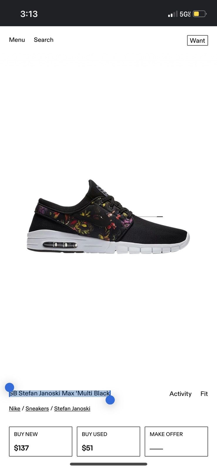 Nike Nike SB Stefan Janoski Max 'Multi Black Floral Design Size US 9 / EU 42 - 10 Thumbnail