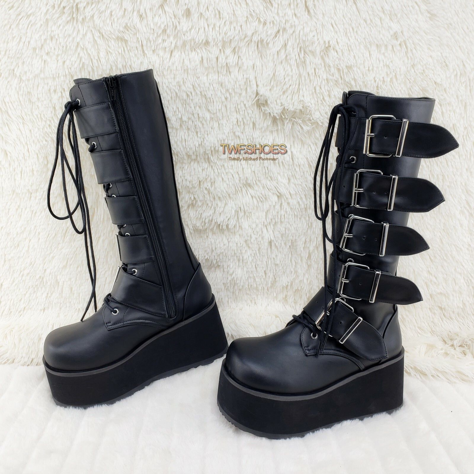Demonia Cult DEMONIA Trashville 518 Multi Strap Goth Punk Rock 3.25" Plat Size US 7 / EU 40 - 7 Thumbnail