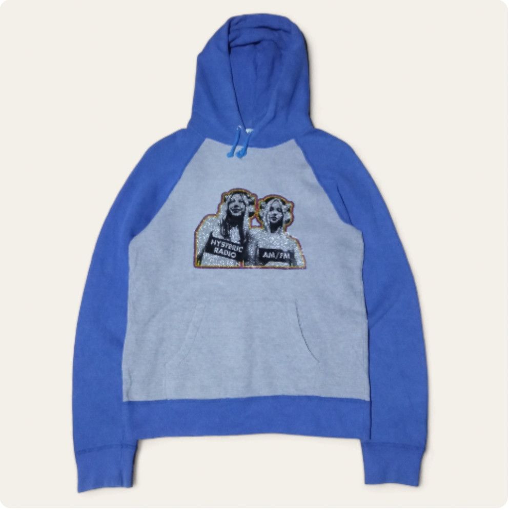 image of Vintage Hysteric Glamour Radio Nude Girl Hoodie in Blue Gray, Women's (Size Small)