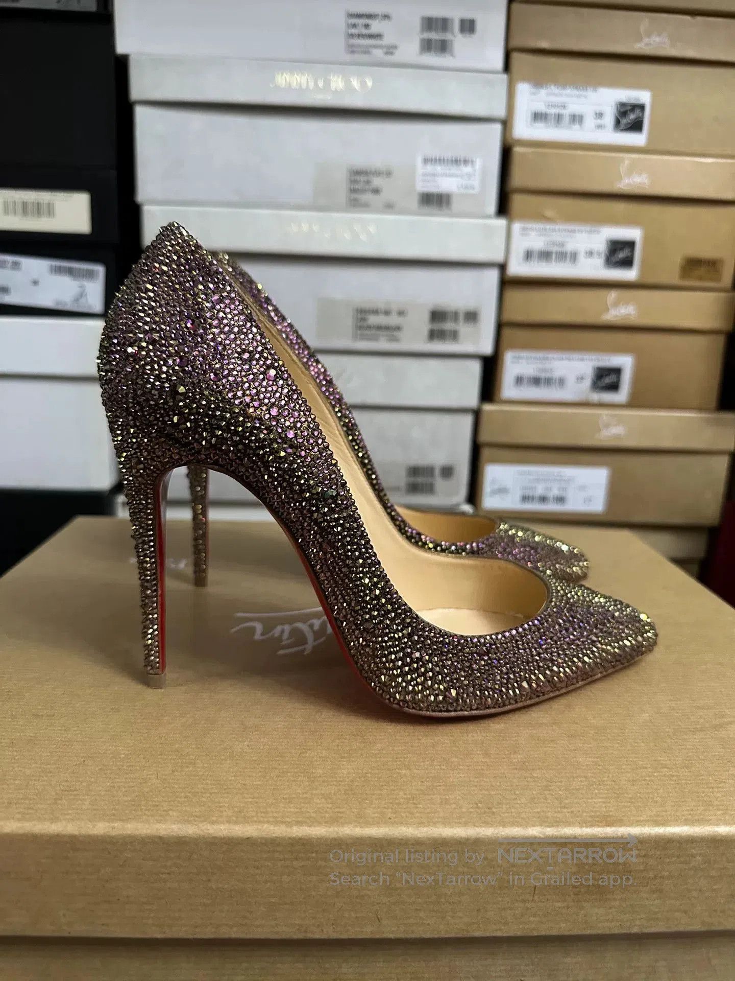 Christian Louboutin Christian Louboutin Crystal Red Sole Heels 37. Size US 6 / IT 36 - 3 Thumbnail