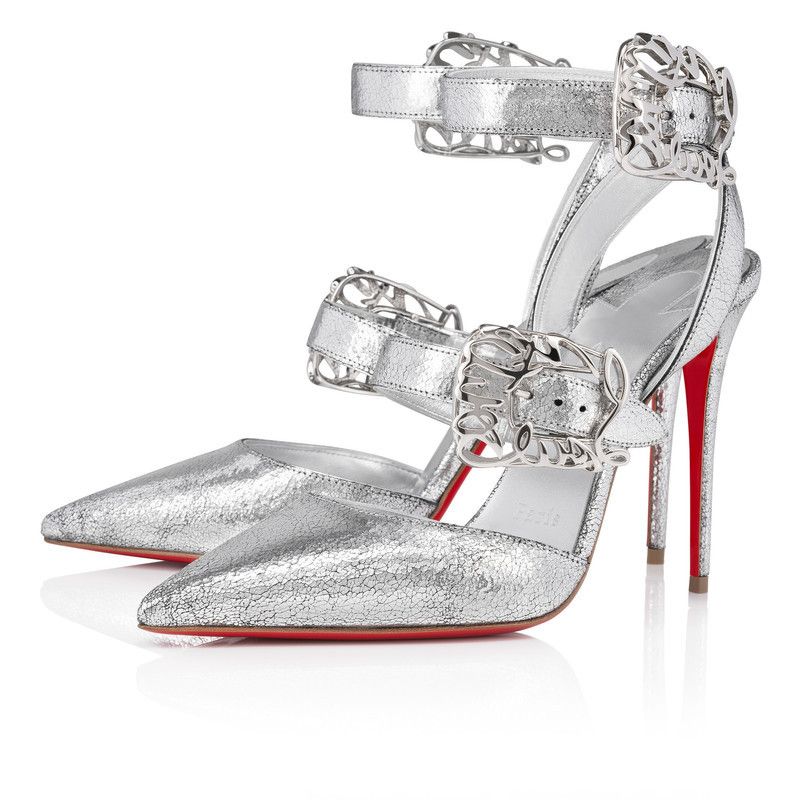 Christian Louboutin os11x0526 Giddylina Laminated 100mm Pumps in Silver Size US 7 / IT 37 - 2 Thumbnail