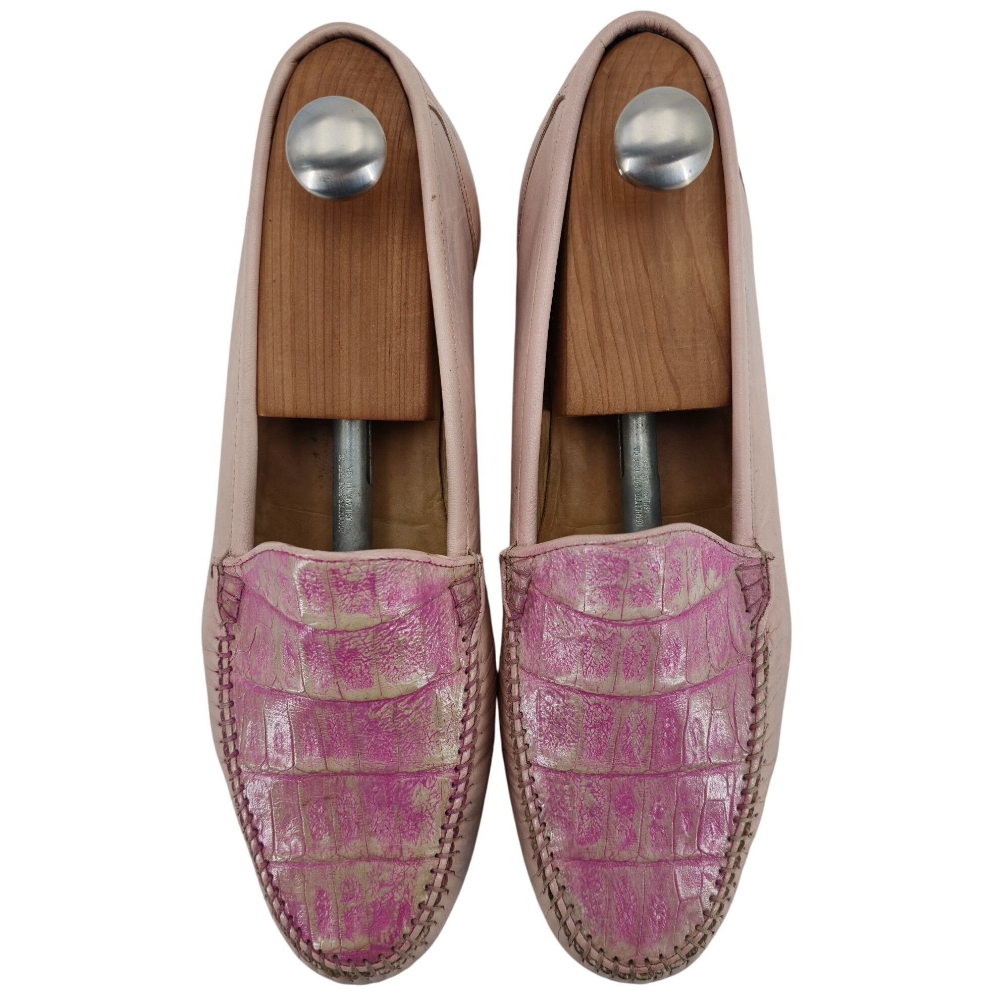 Other Vintage Pink Exotic Caiman Michele Loisi Italy Mens 10 Shoe Size US 10 / EU 43 - 2 Thumbnail
