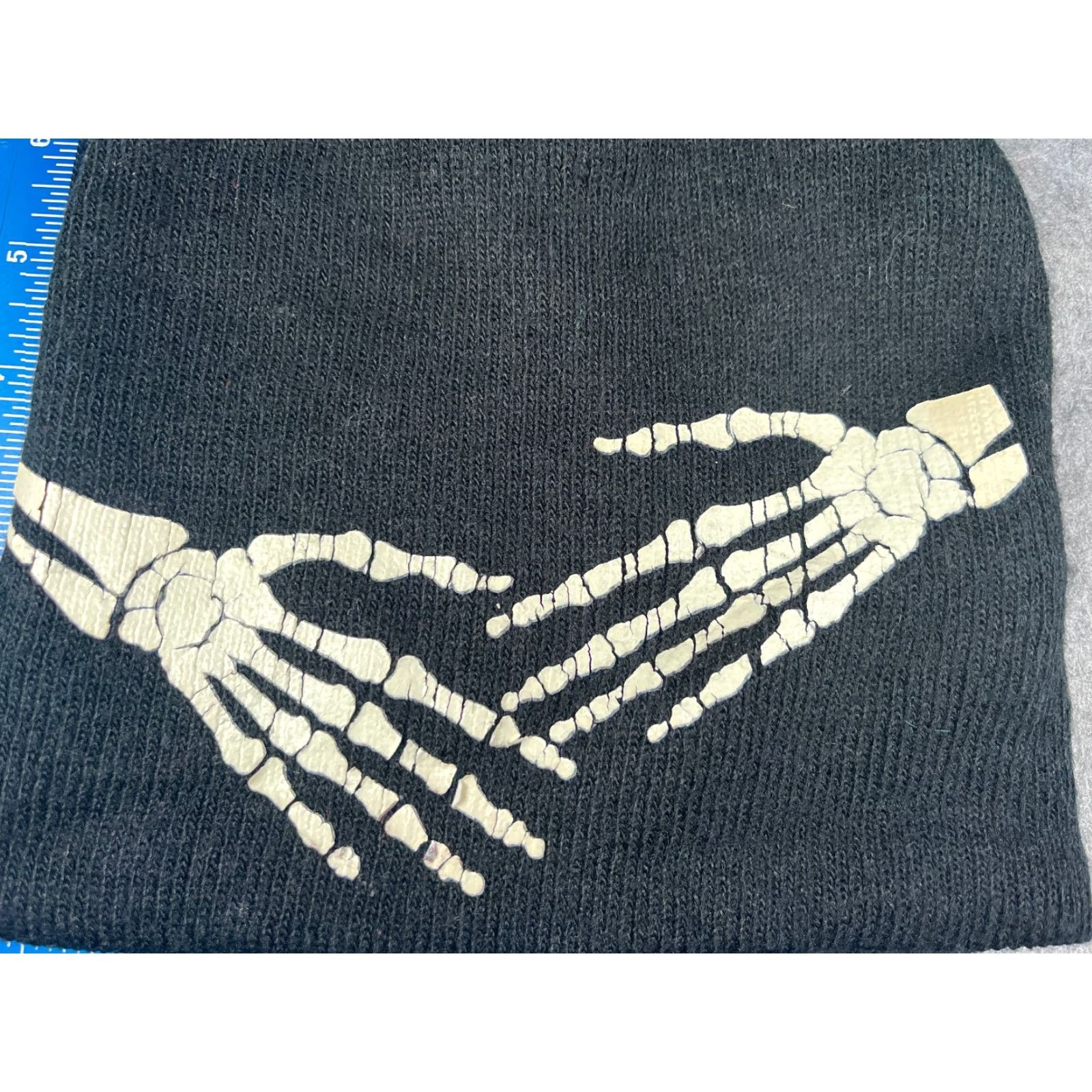 Vintage Skeleton Hands Beanie Adult One Size Black Knit 100% Acrylic Size ONE SIZE - 2 Thumbnail