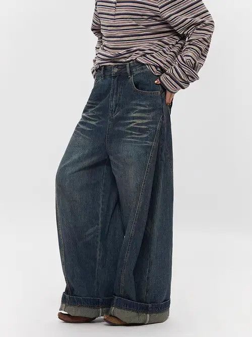 Jean Washed machete design baggy vintage Y2K street hip hop jeans Size US 28 / EU 44 - 3 Thumbnail
