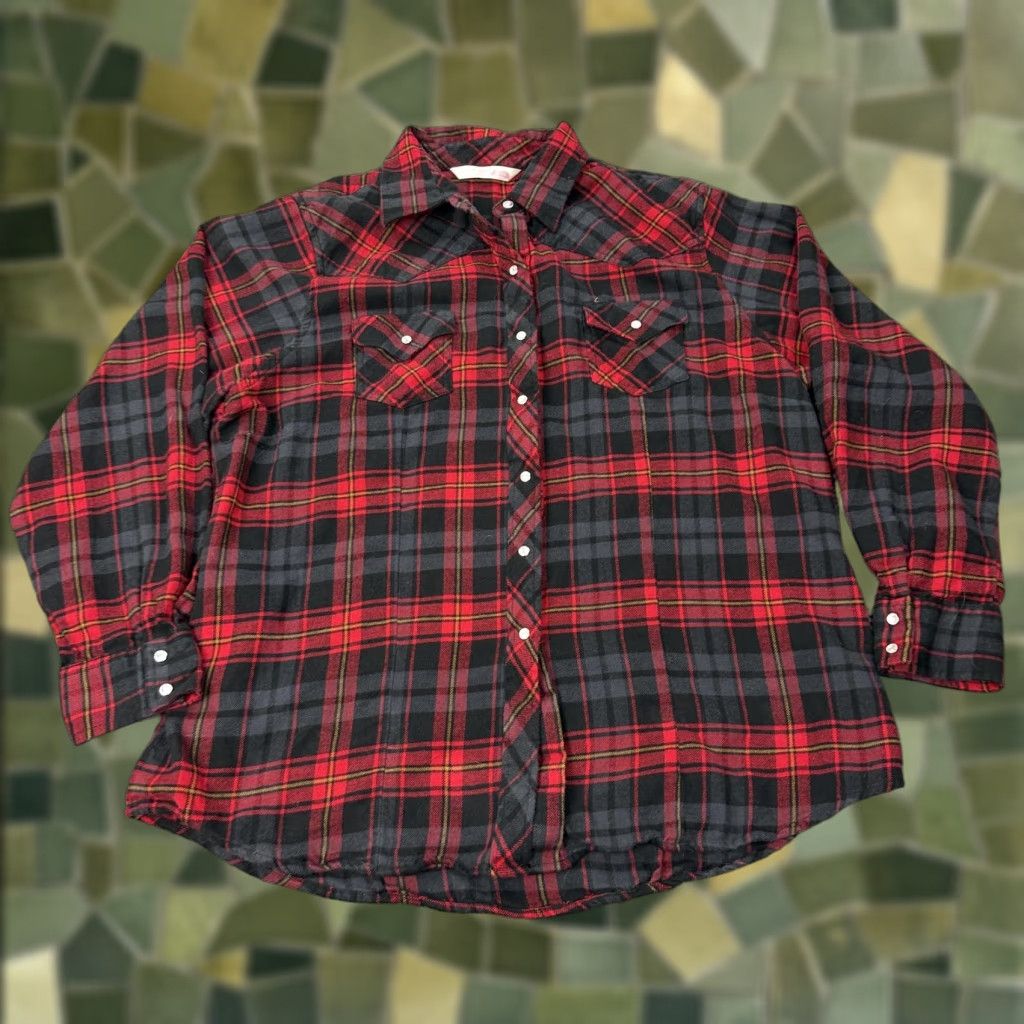 Vintage VINTAGE Cumberland Outfitters by Ely Shirt Mens 2XL Red Plaid Western Pearl Snap Flannel Size US XXL / EU 58 / 5 - 1 Thumbnail