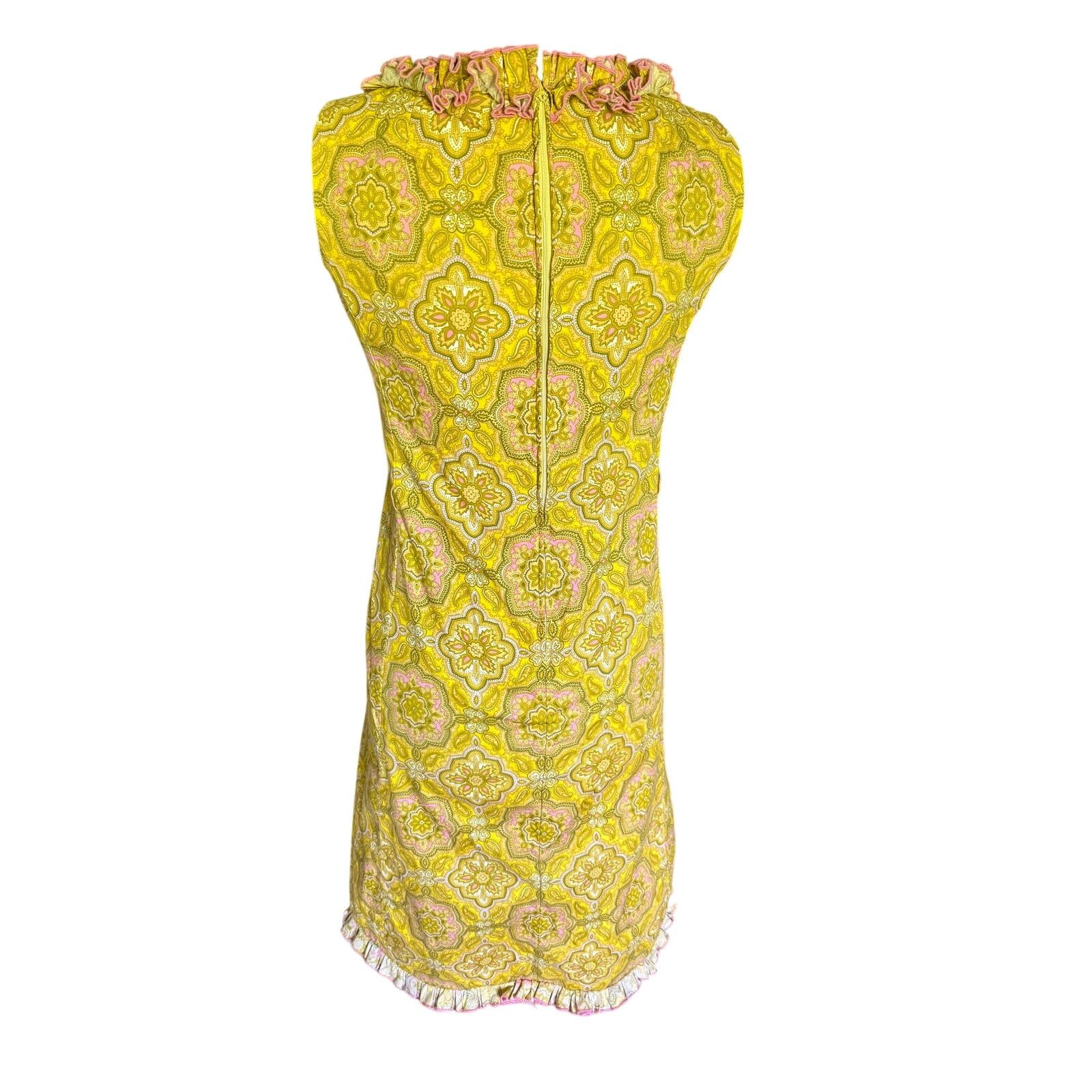 Vintage Vintage 60’s Yellow Ruffle Sleeveless Maxi Dress XS Small Size S / US 4 / IT 40 - 2 Thumbnail