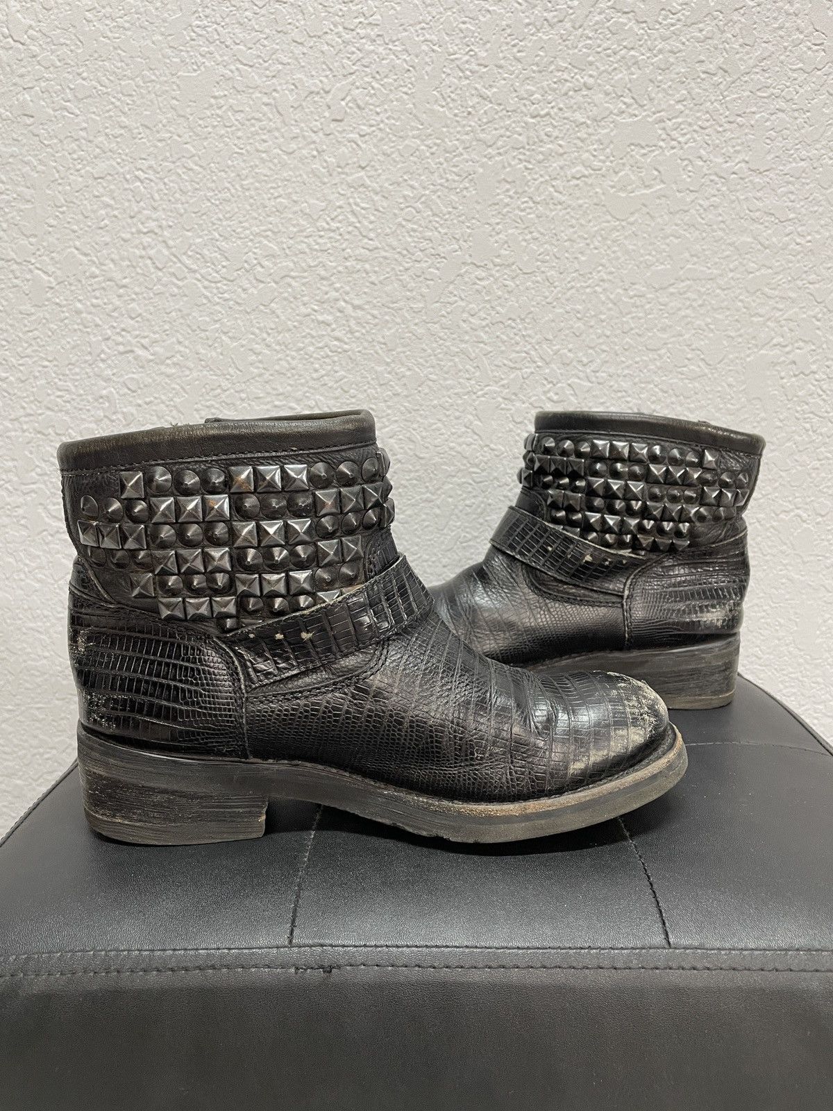 If Six Was Nine Vintage Italian AS 98 Rick Owens Style Leather Biker Boots Size US 7 / IT 37 - 7 Thumbnail