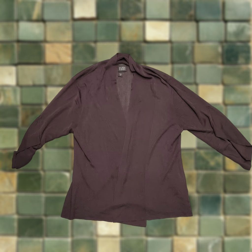 Eileen Fisher VINTAGE Eileen Fisher Cardigan Womens Medium Brown Viscose Nylon Open Front Minimalist Size M / US 6-8 / IT 42-44 - 1 Thumbnail