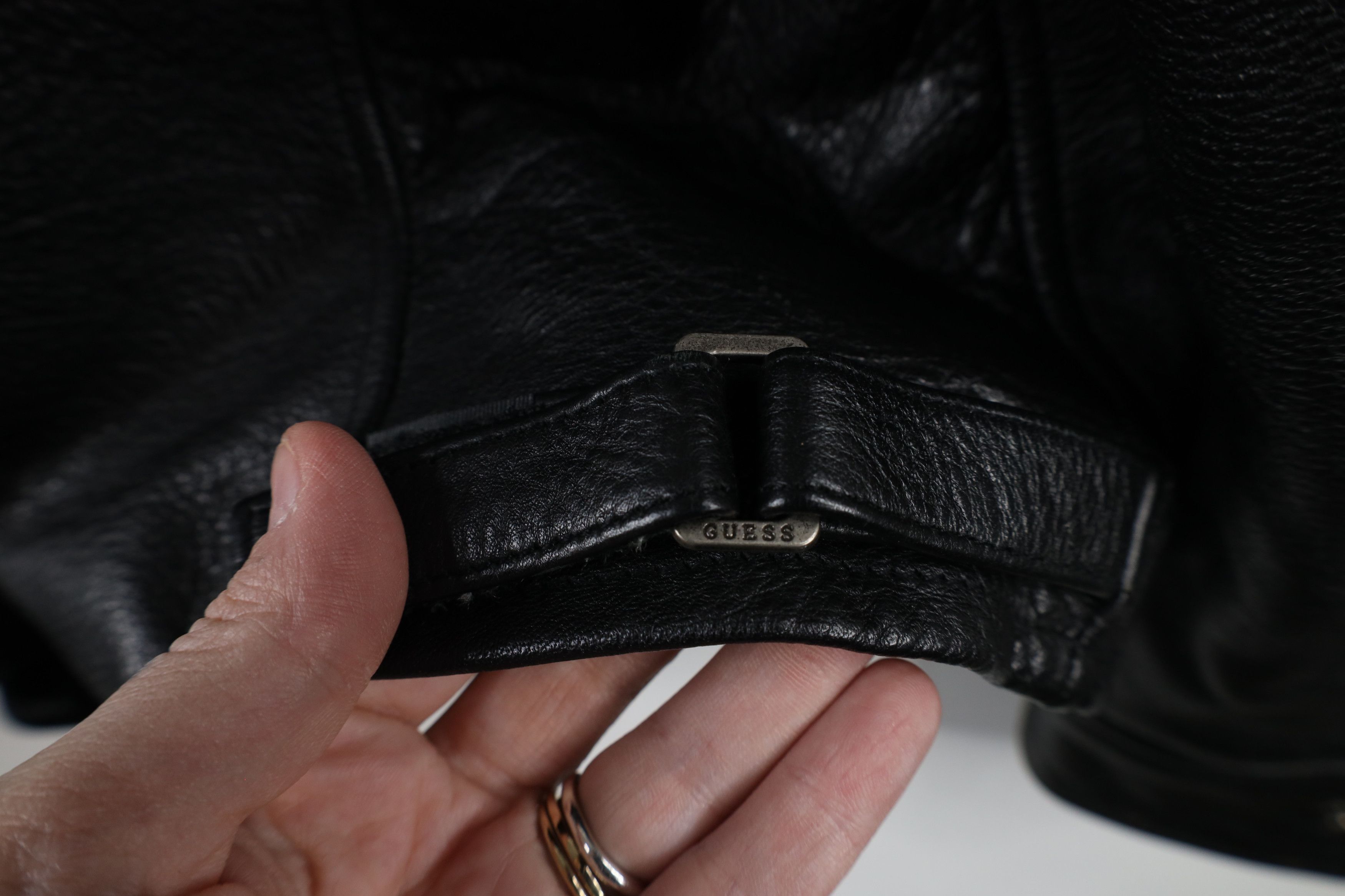 Guess × Vintage Vintage Y2K Guess Heavyweight Leather Collared Jacket Black Size US L / EU 52-54 / 3 - 12 Thumbnail
