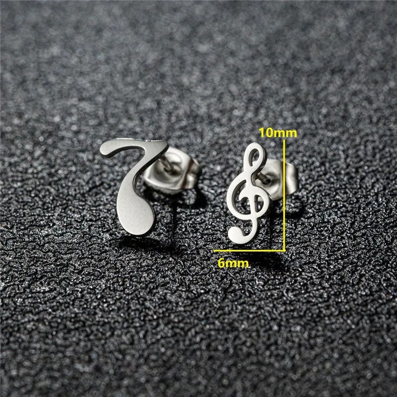 Jewelry Classic Musical Symbol Mini Stud Earrings Charm Earring Gift Size ONE SIZE - 2 Thumbnail