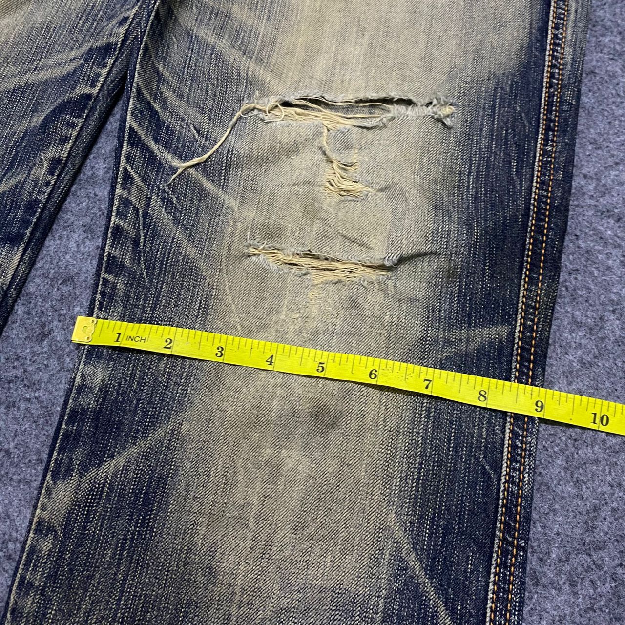 Edwin Vintage Edwin Blue Trip Distressed Denim Jeans Size US 34 / EU 50 - 6 Thumbnail