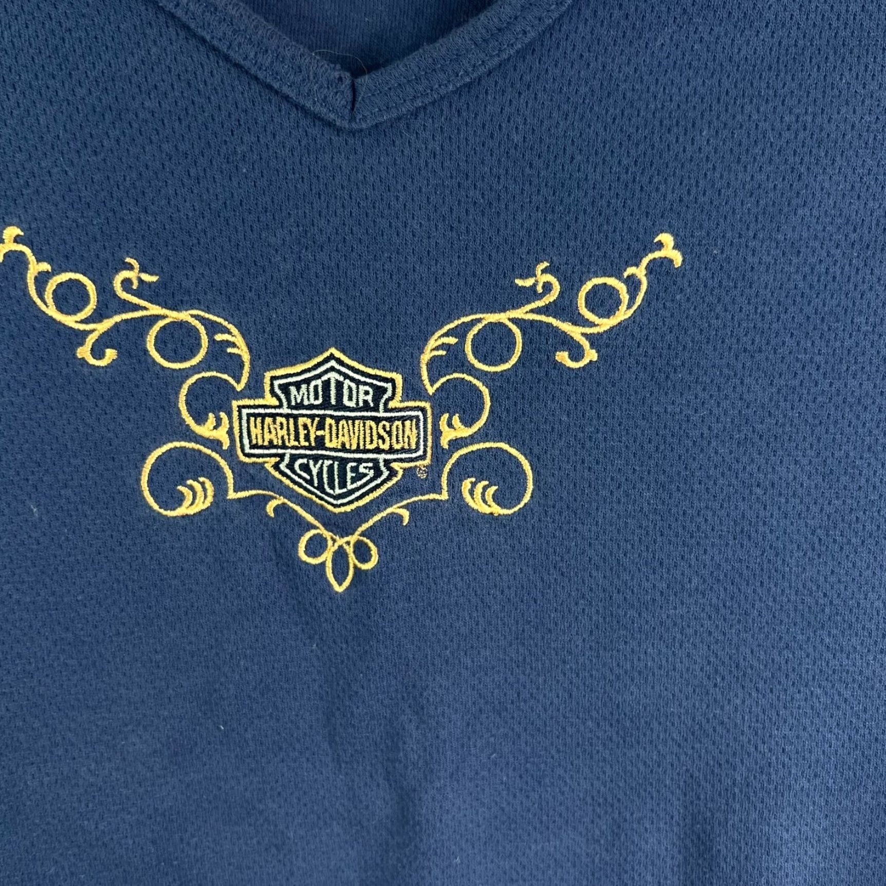 Harley Davidson Harley-Davidson Shirt Womens Long Sleeve Thermal Embroidered Angel Graphic Print Blue M Size M / US 6-8 / IT 42-44 - 2 Thumbnail