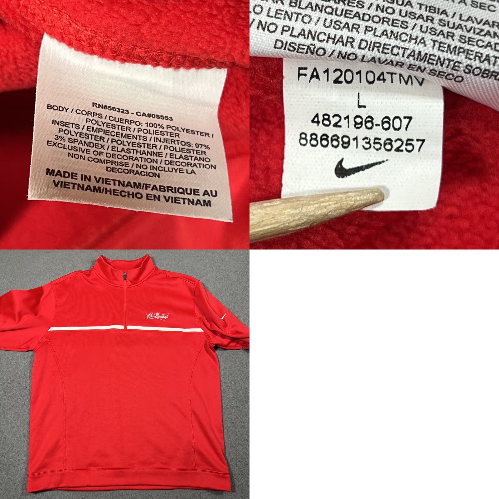 Nike Nike Golf Therma-FIT 1/4 Zip Pullover Jacket Men L Red Budweiser Logo Size US L / EU 52-54 / 3 - 8 Thumbnail