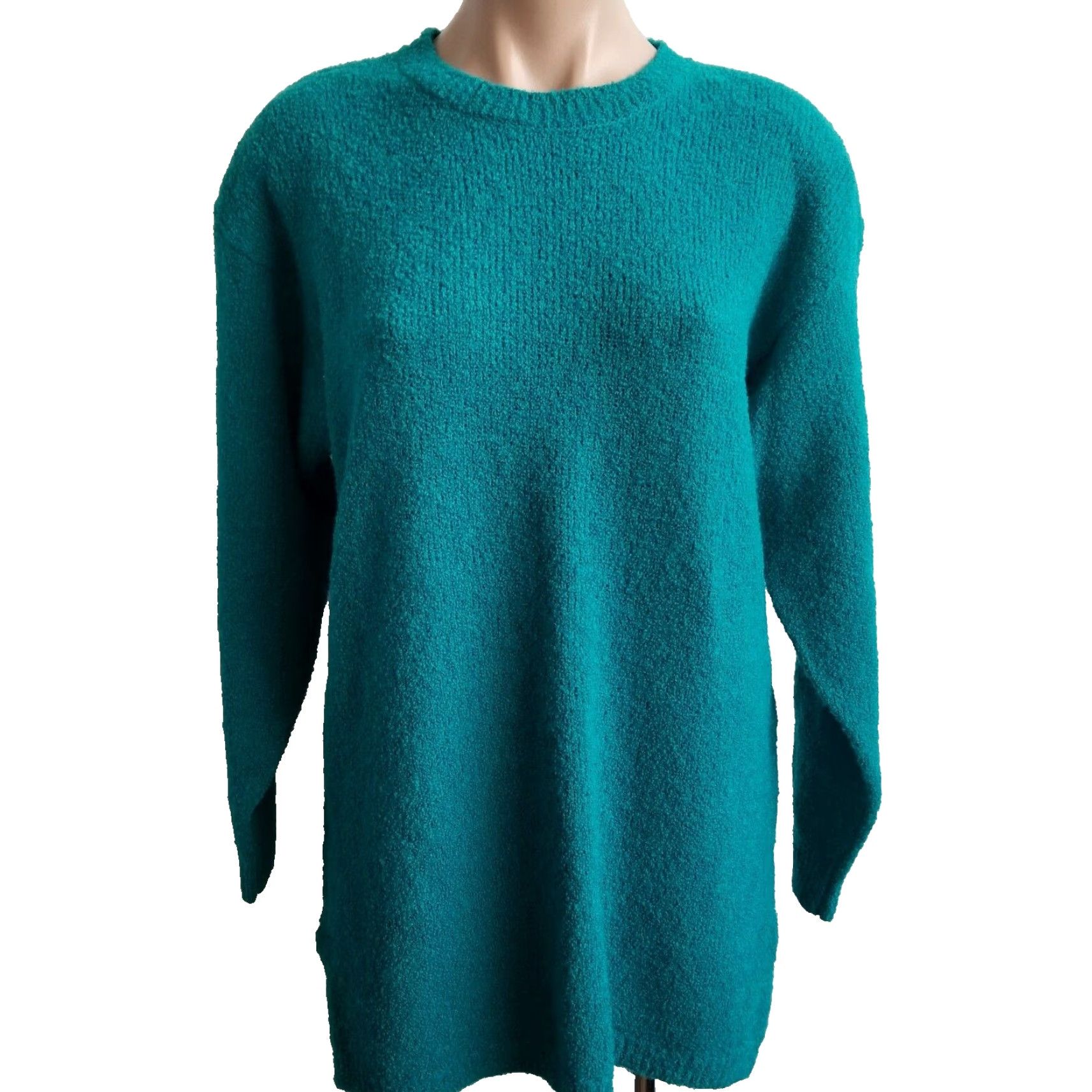 Vintage VINTAGE SK & COMPANY Womens Teal Green Knit Sweater M Wool Blend Crewneck Sweater, Teal, 54% Wool 34% Acrylic 12% Nylon, Size M, Women Size M / US 6-8 / IT 42-44 - 2 Thumbnail