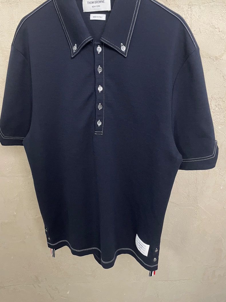 Thom Browne Thom Browne Dark blue Polo collar long short-sleeved T-shir Size US M / EU 48-50 / 2 - 3 Thumbnail