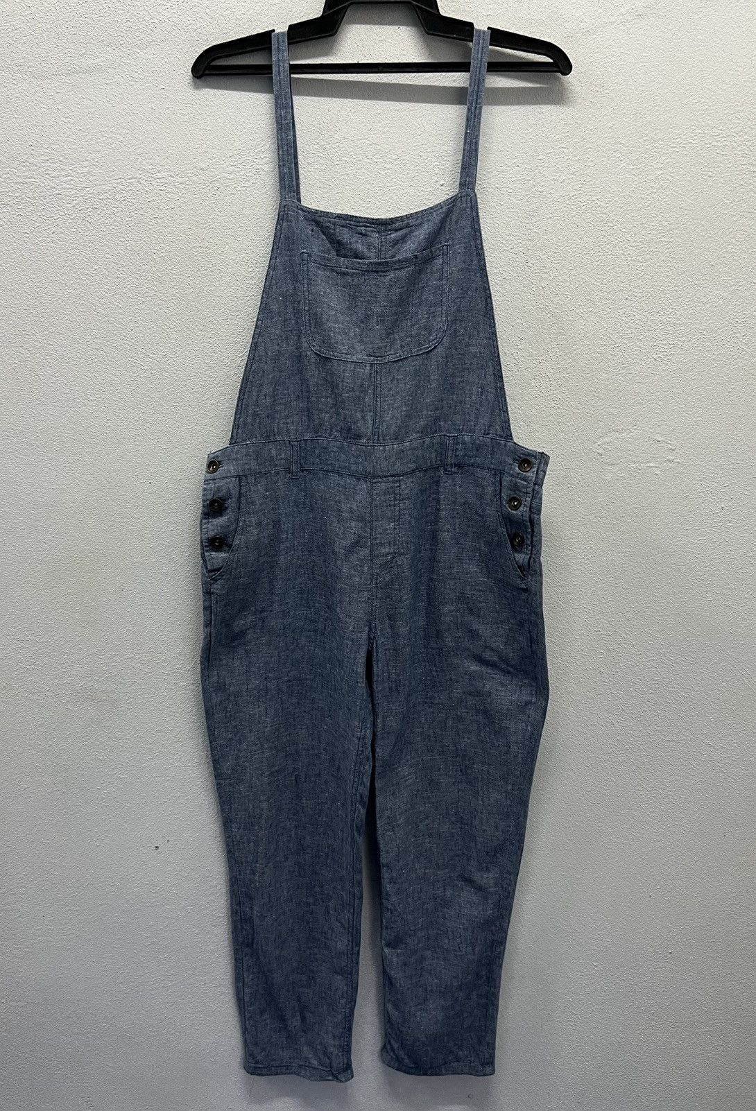 Vintage Lightweight Chambray Overalls – Linen Blend (Size L) Size US 35 - 1 Thumbnail