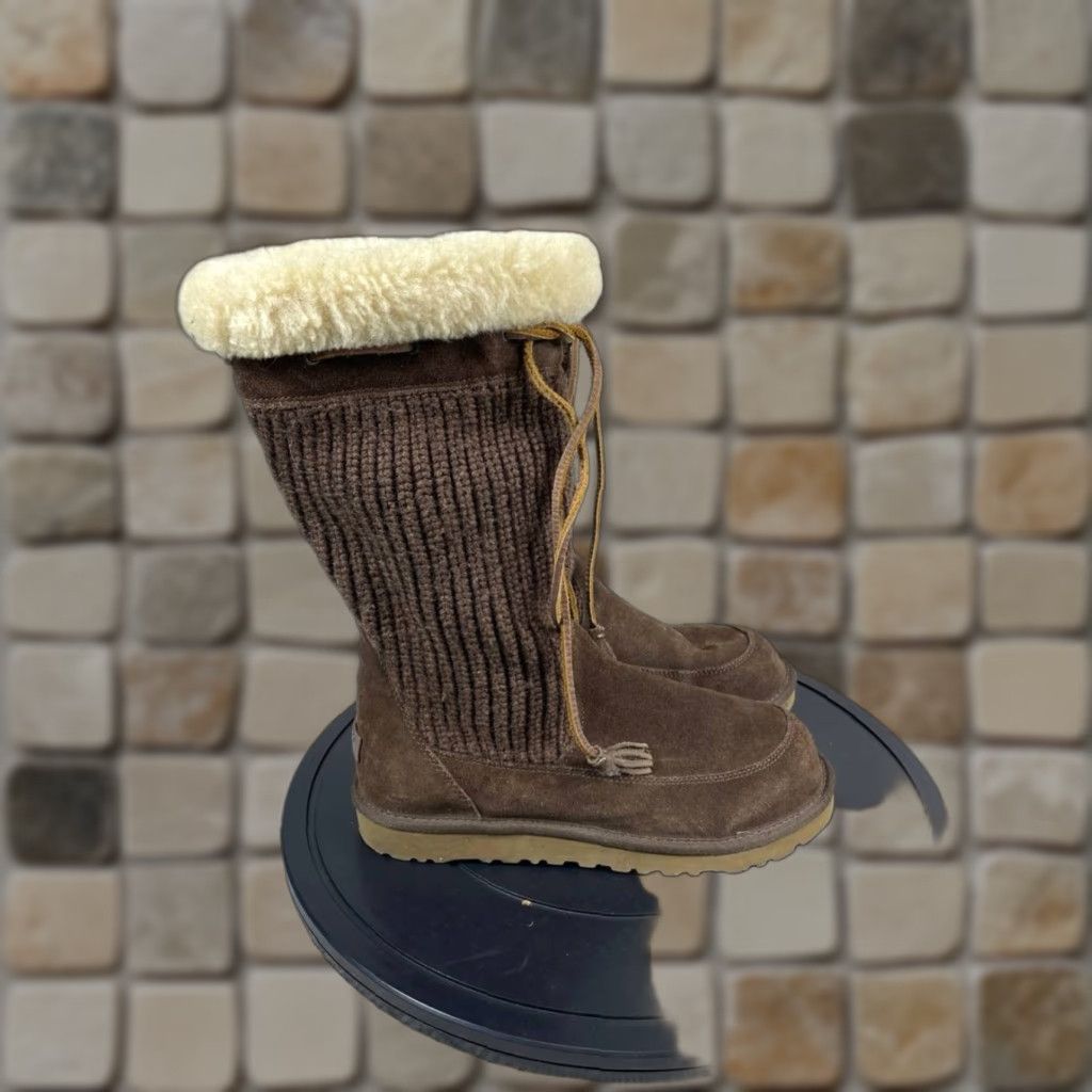 Ugg Ugg Boots Mens Size 6 Suburb Brown Crochet Knit Sheepskin Mid Calf Winter Snow Size US 6 / IT 36 - 1 Thumbnail