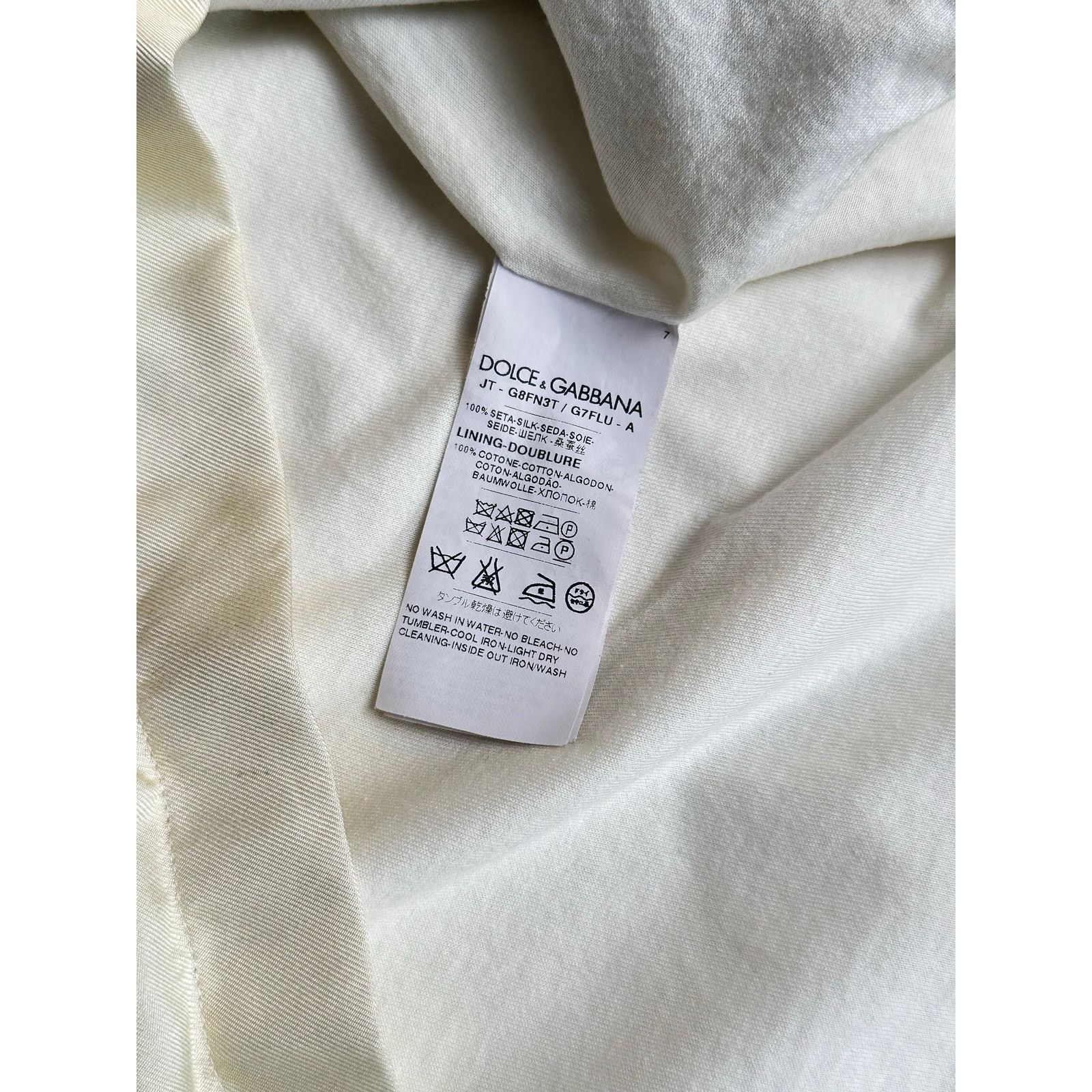 Dolce & Gabbana Rare Dolce and Gabbaba L/S Beige Silk Tee "#dgFamily" - Mint Size US M / EU 48-50 / 2 - 5 Thumbnail