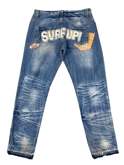 Japanese Brand Distressed Blue Vintage Surf Up Jeans 36x31 Denim- JN3762 Size US 36 / EU 52 - 2 Thumbnail