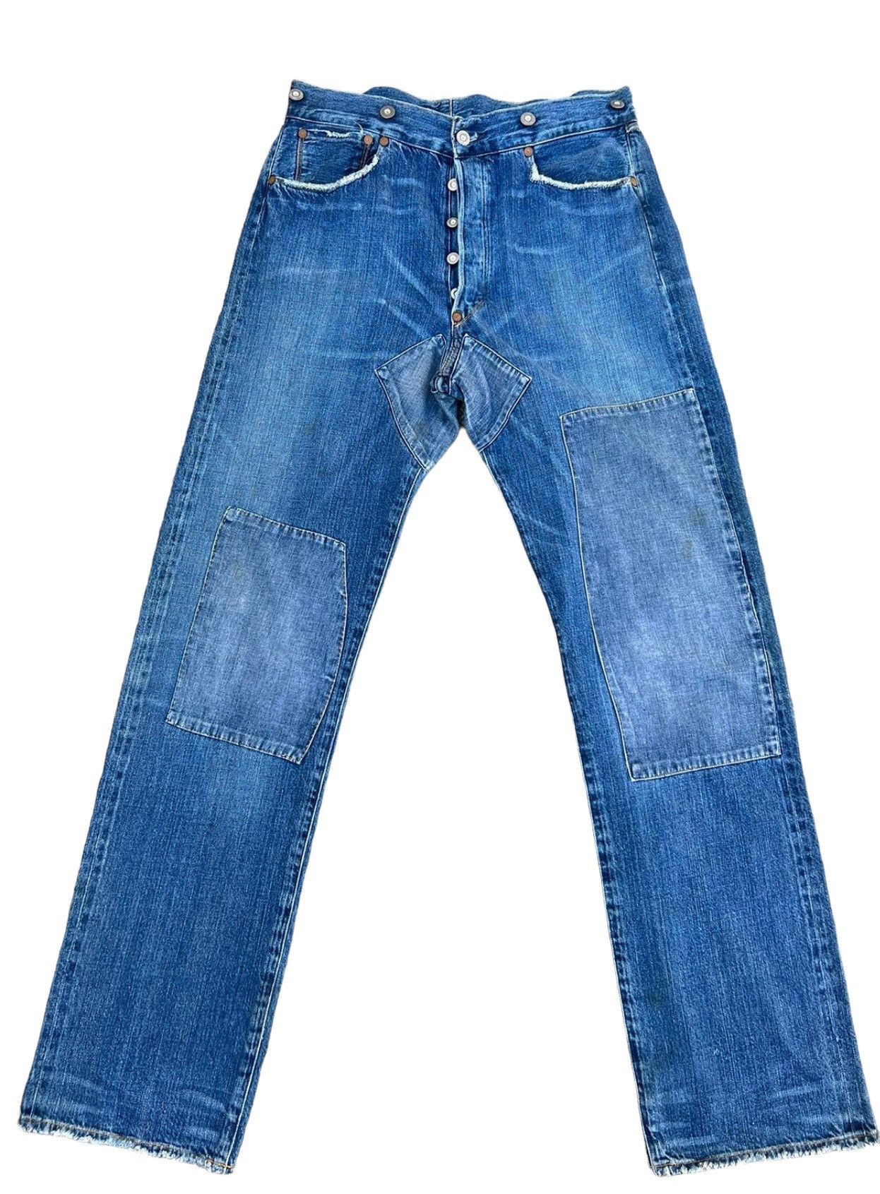 Levi's 90s Levi's LVC #555 Distressed Patchwork Selvedge Denim Size US 32 / EU 48 - 1 Thumbnail
