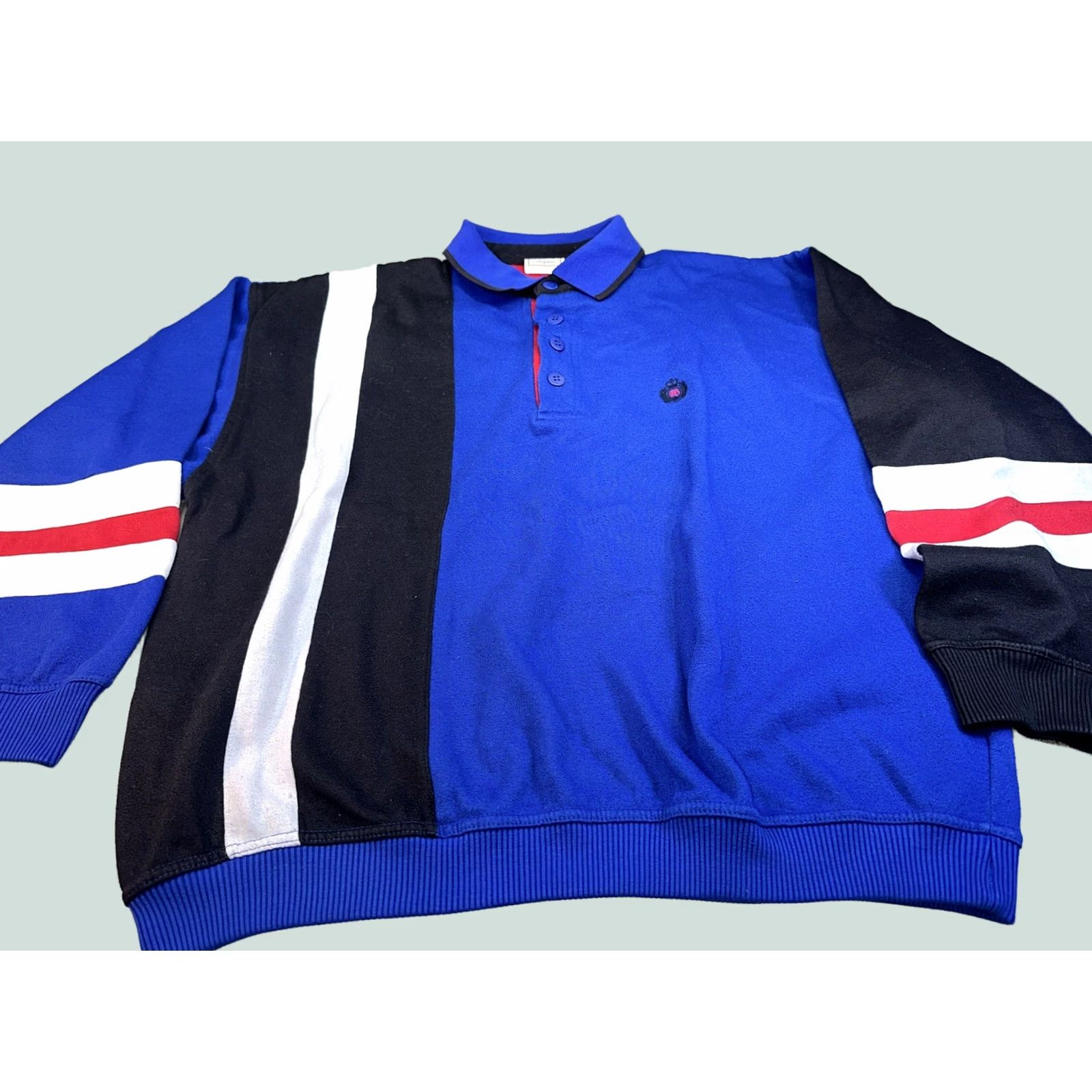 Bugle Boy VINTAGE Bugle Boy Sport Crest Crewneck Polo XL Men Blue Striped 90s Size US XL / EU 56 / 4 - 1 Thumbnail