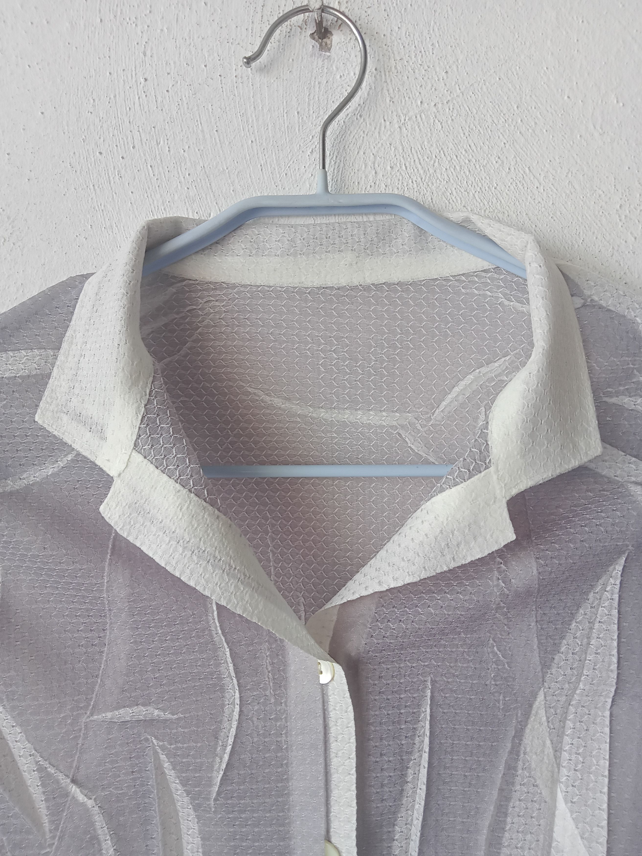 Designer Hiroko Bis Pleated Shadow Trompe Loeil Mesh Shirt Size M / US 6-8 / IT 42-44 - 4 Thumbnail