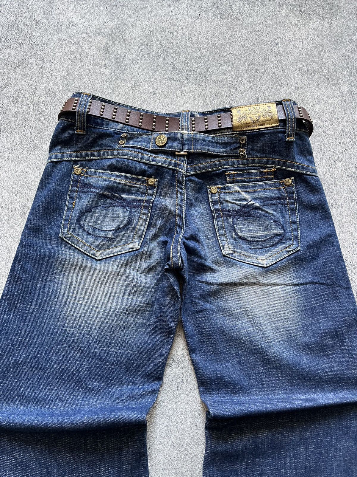 Tornado Mart 2000s RED PEPPER BUCKLE BACK FADED FLARE JEAN Size US 31 - 10 Thumbnail