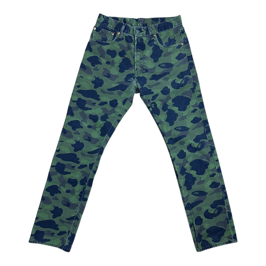 Bape 31" X 32" Bape Levis Green Camo Print Denim Jeans Size US 31 - 3 Thumbnail