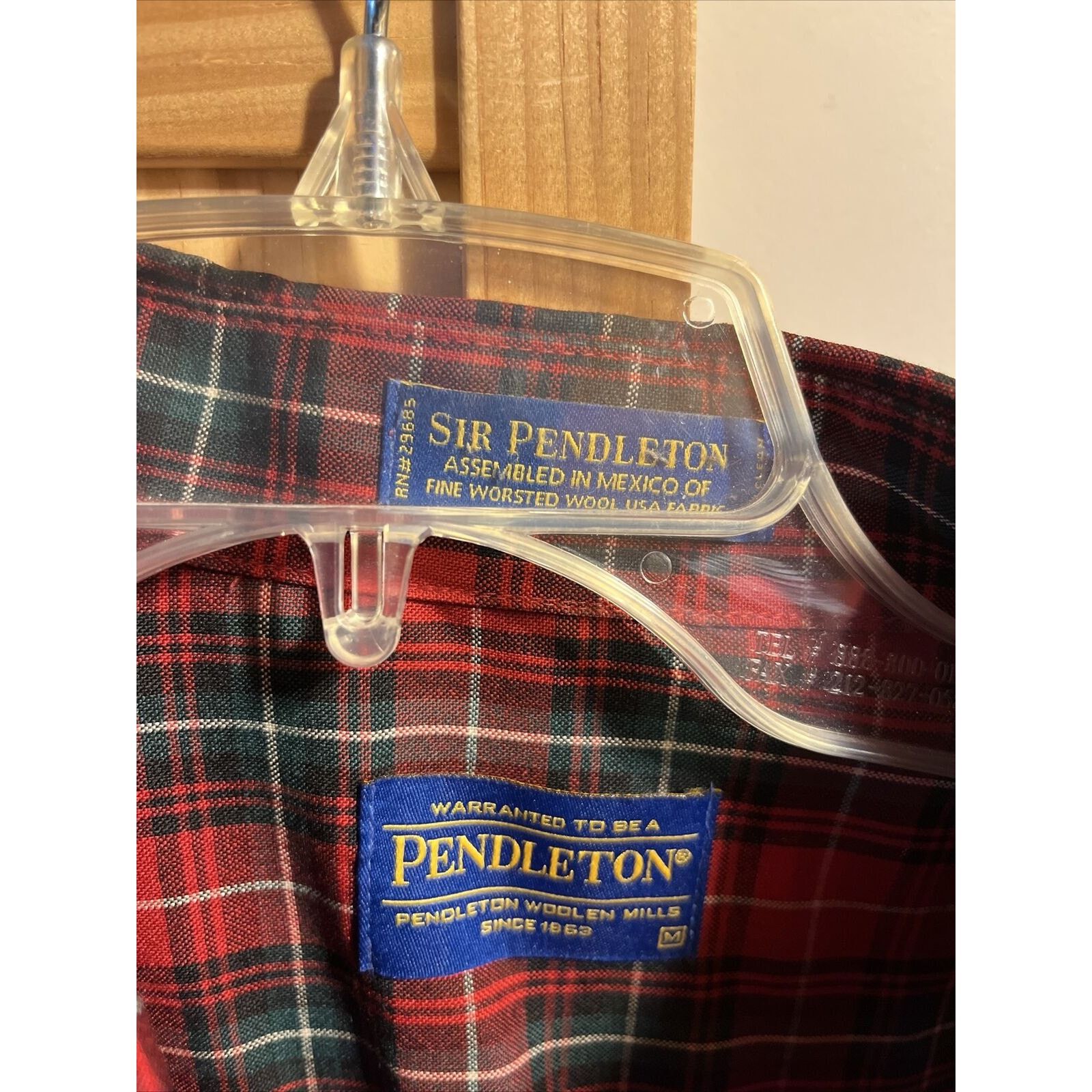 Pendleton Pendleton Sir Men’s M Red green Plaid Button Down Wool Shirt Size US M / EU 48-50 / 2 - 3 Thumbnail