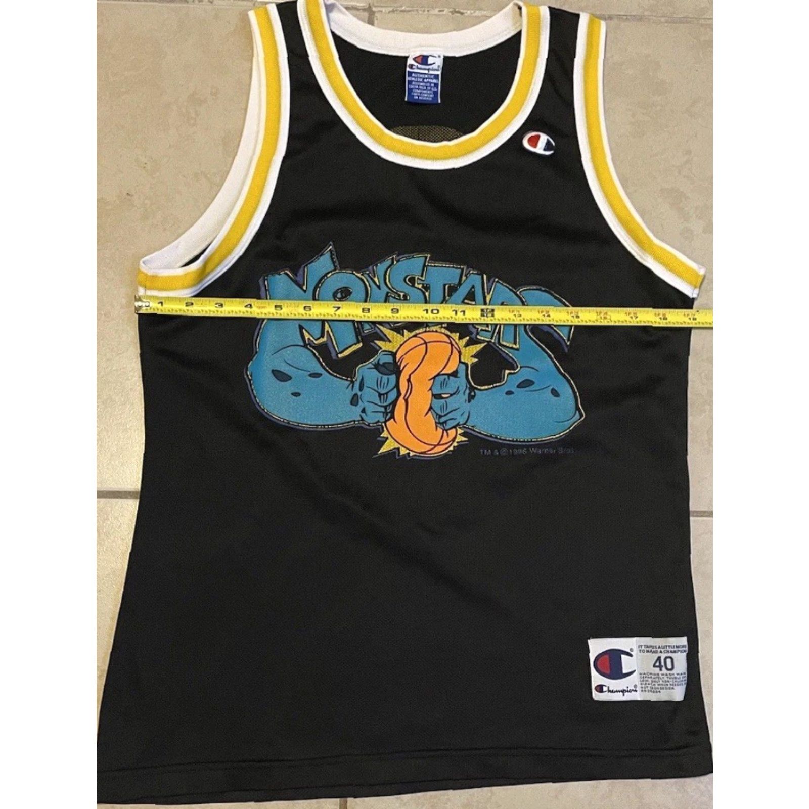 Vintage VINTAGE Champion Space Jam Monstars Jersey 40 Looney Tunes Basketball Shirt Mens Size 40 Black 90s Cartoon Movie Humour Basketball NBA Size US L / EU 52-54 / 3 - 7 Thumbnail