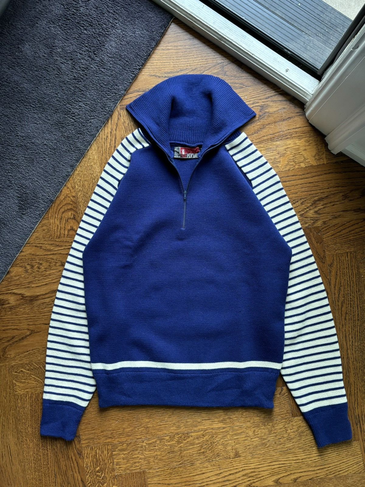 Fred Perry × Vintage 80s Vintage Ski Sweater Quarter Zip Track 70s Acrylic Raglan Size US M / EU 48-50 / 2 - 2 Thumbnail