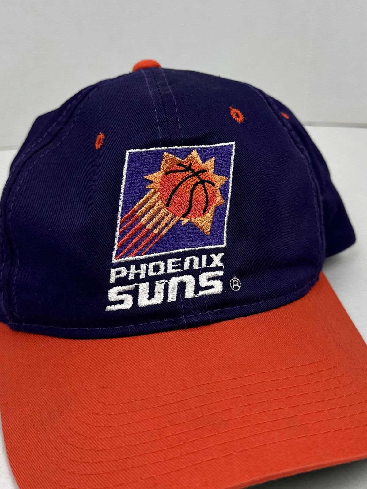 NBA Vintage 90s Pheonix Suns NBA Snapback Hat Cap Purple/Orange Size ONE SIZE - 6 Thumbnail