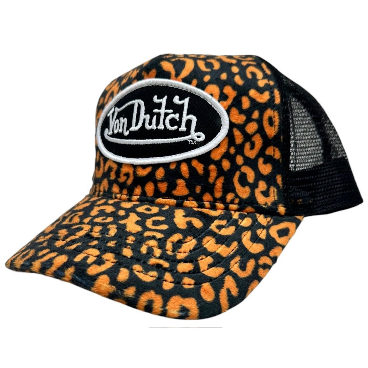 Von Dutch Von Dutch Trucker Hat Orange Cheetah Velvet Snapback Cap Size ONE SIZE - 1 Thumbnail