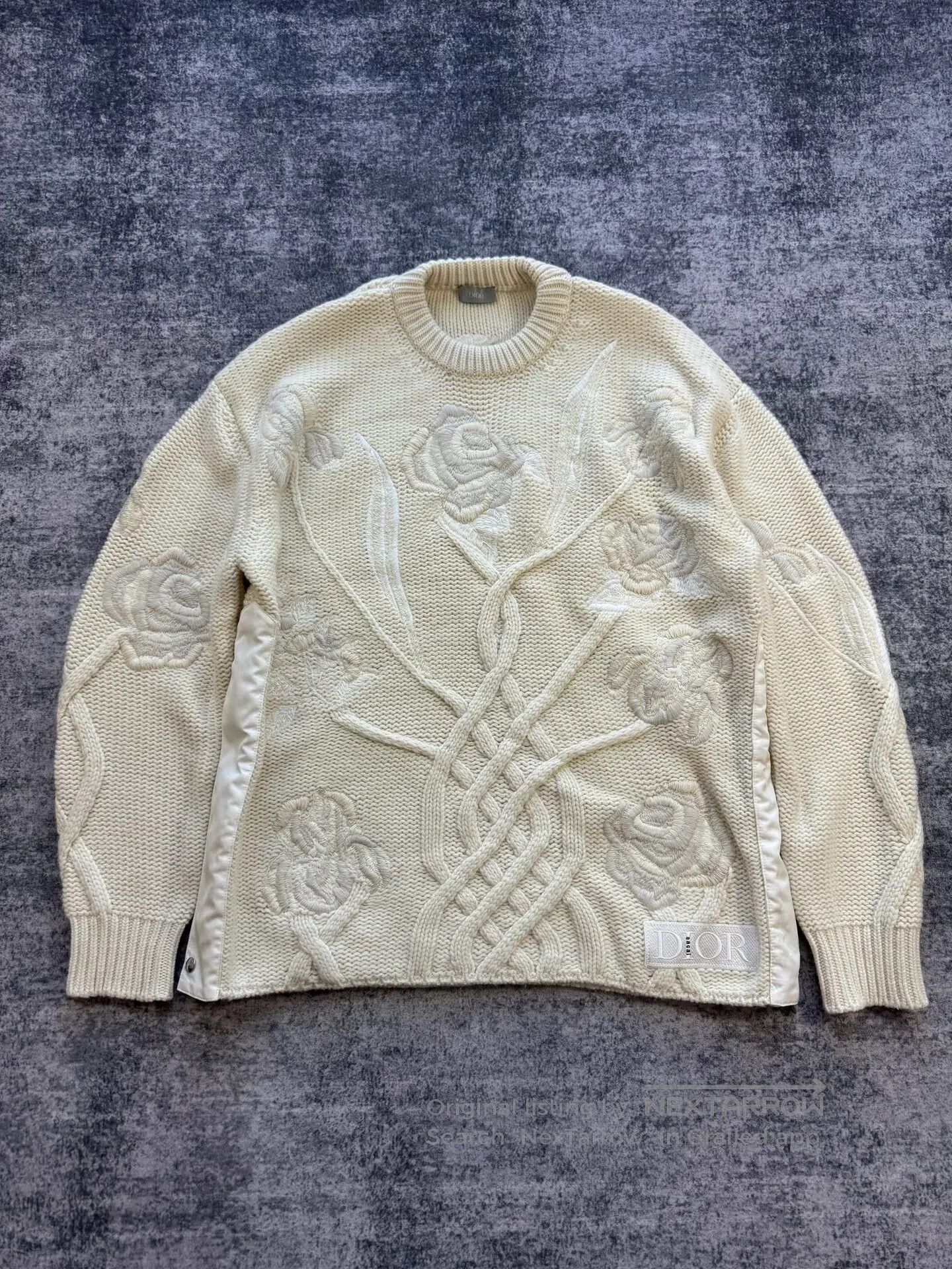 Dior Dior Heavy-Duty Rose Embroidery Wool Cashmere Sweater| Size L / US 10 / IT 46 - 1 Thumbnail